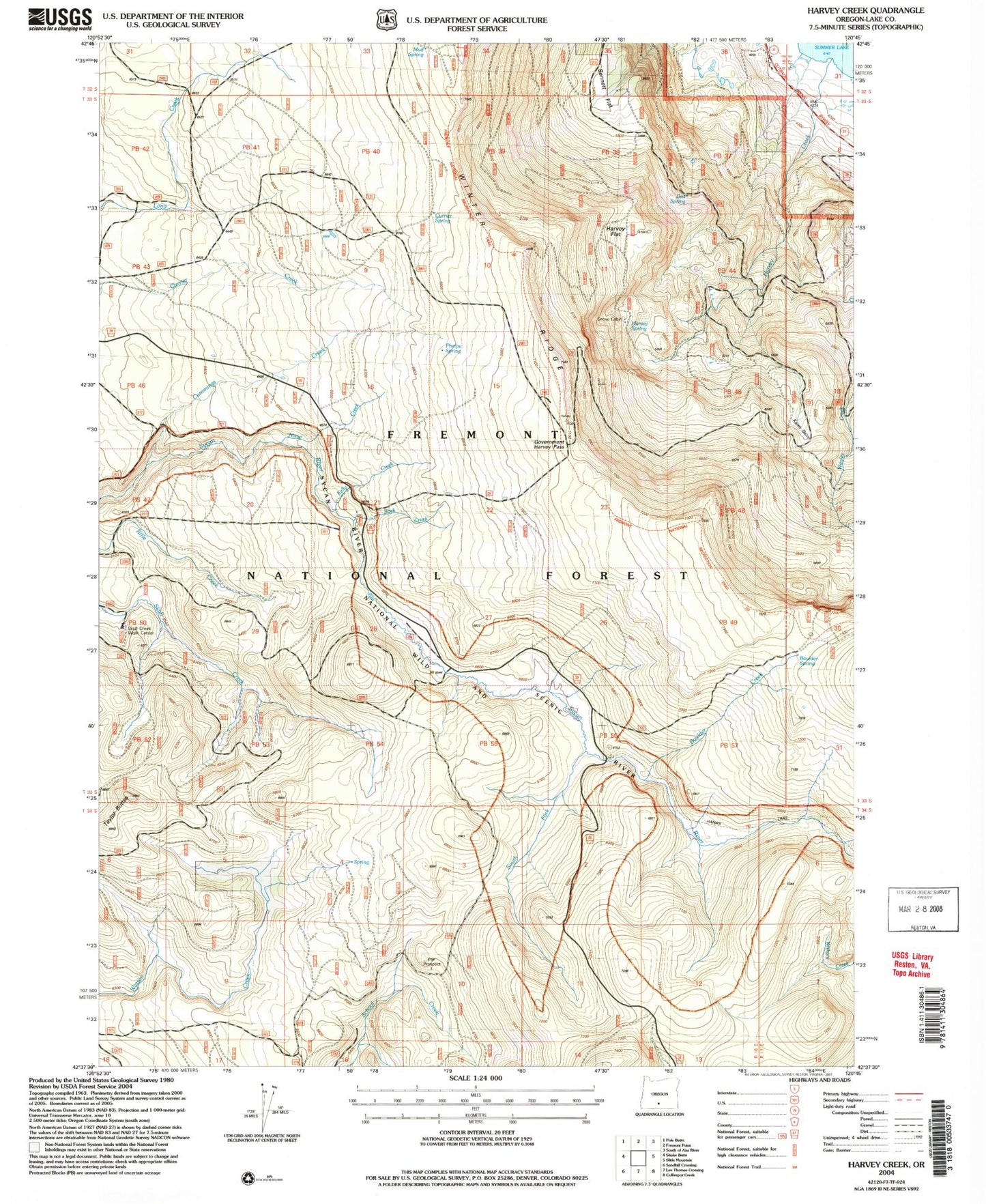 Classic USGS Harvey Creek Oregon 7.5'x7.5' Topo Map Image