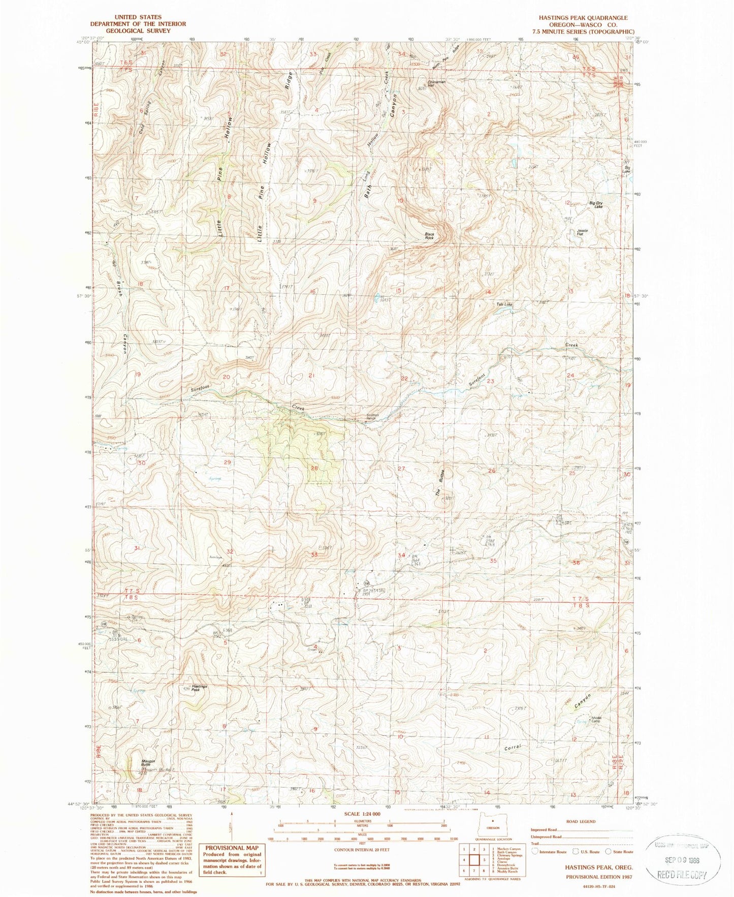 Classic USGS Hastings Peak Oregon 7.5'x7.5' Topo Map Image