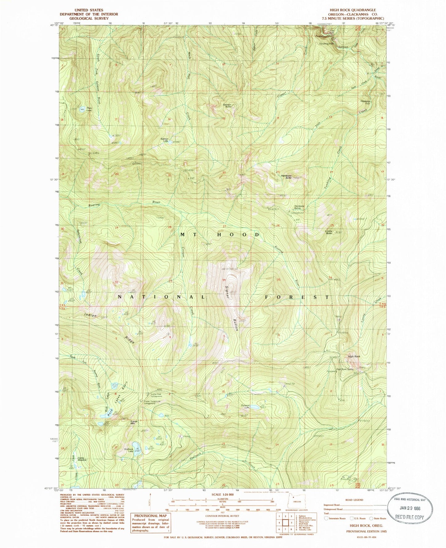 Classic USGS High Rock Oregon 7.5'x7.5' Topo Map Image