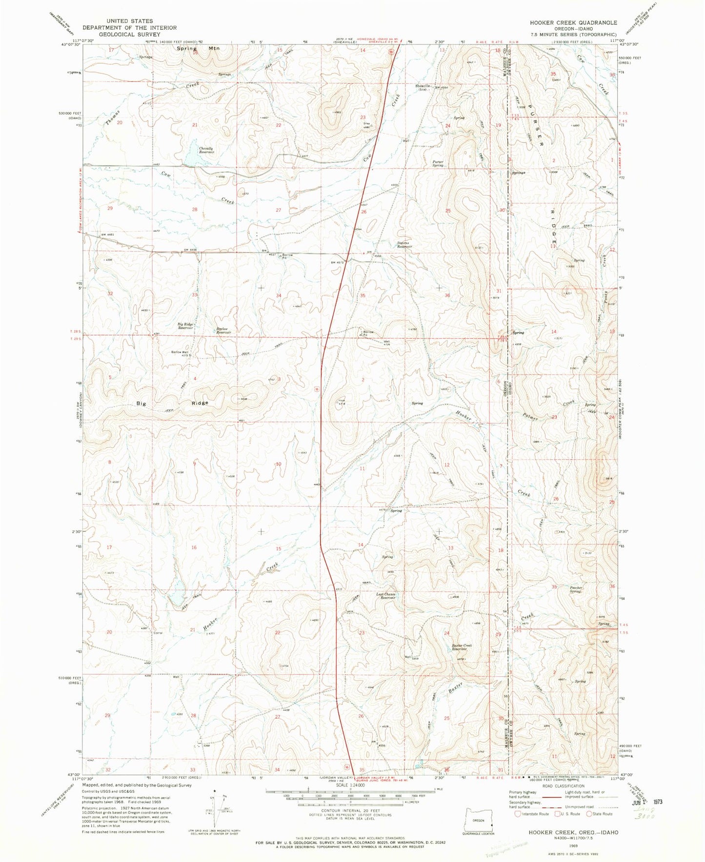 Classic USGS Hooker Creek Oregon 7.5'x7.5' Topo Map Image