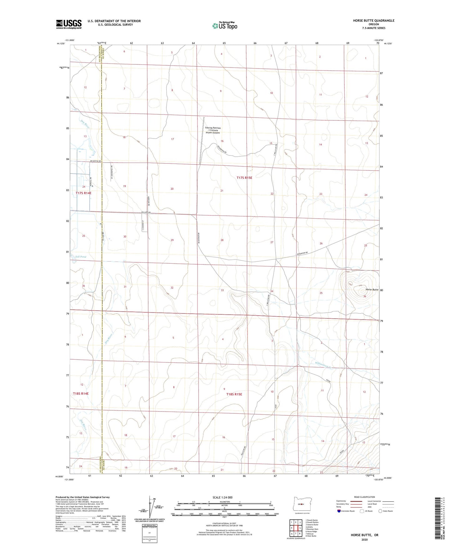 Horse Butte Oregon US Topo Map Image