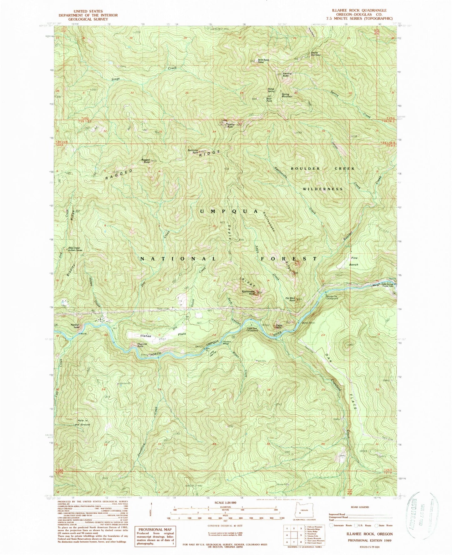 Classic USGS Illahee Rock Oregon 7.5'x7.5' Topo Map Image