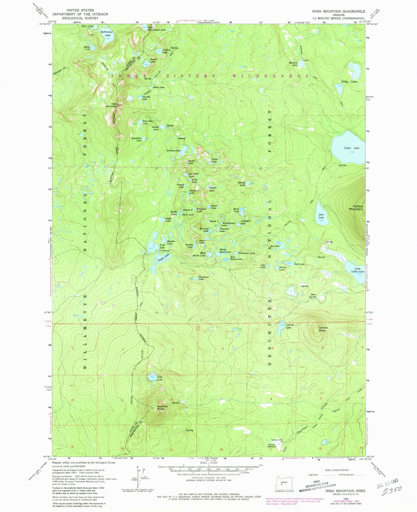 Classic USGS Irish Mountain Oregon 7.5'x7.5' Topo Map Image