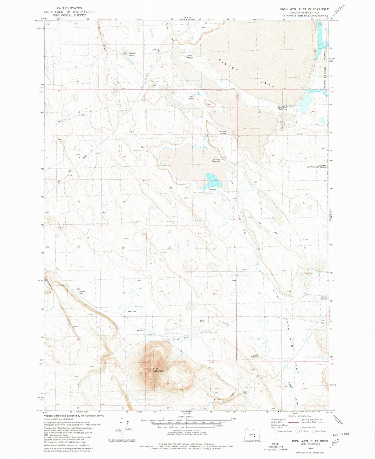 Classic USGS Iron Mountain Flat Oregon 7.5'x7.5' Topo Map Image