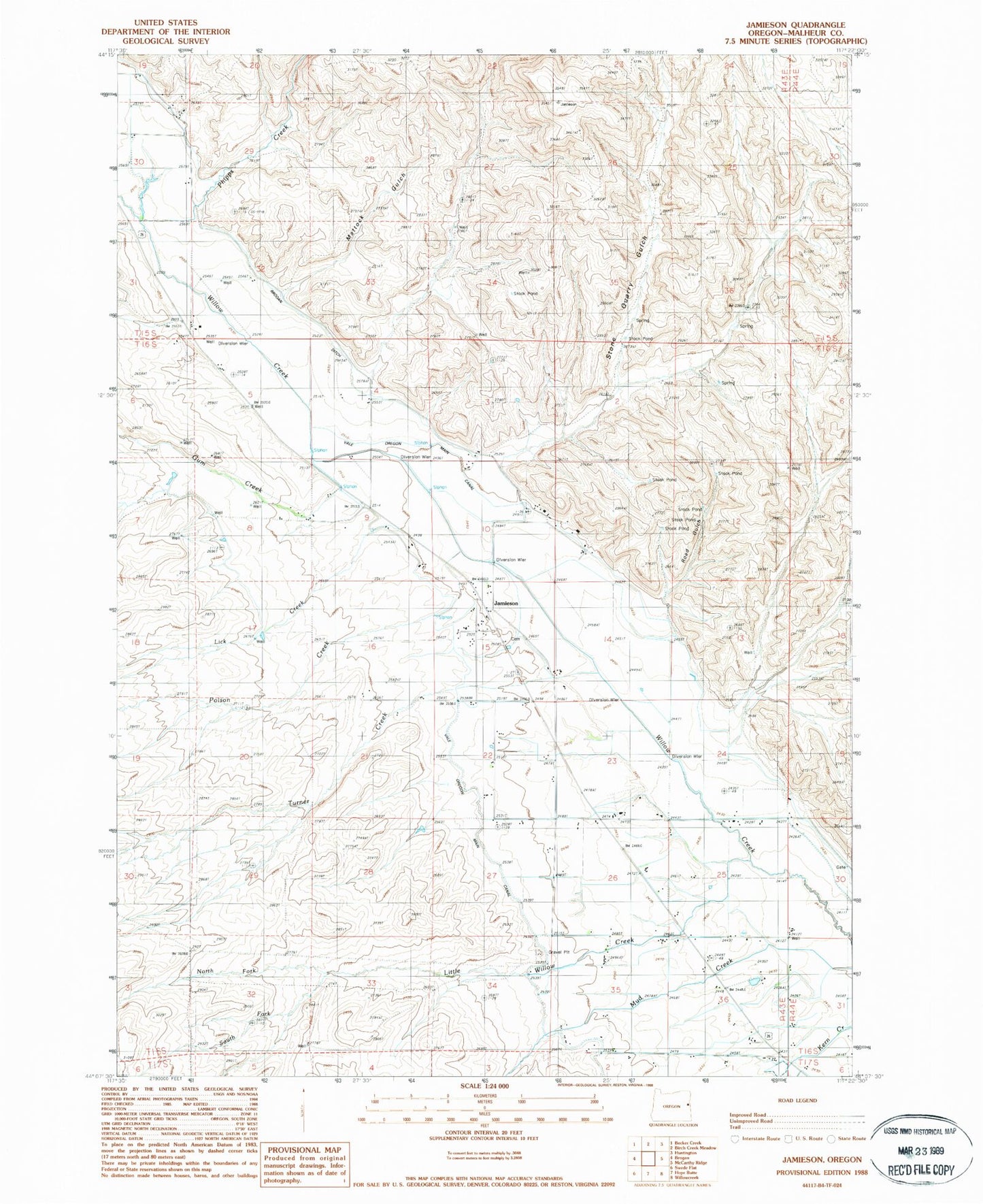 Classic USGS Jamieson Oregon 7.5'x7.5' Topo Map Image