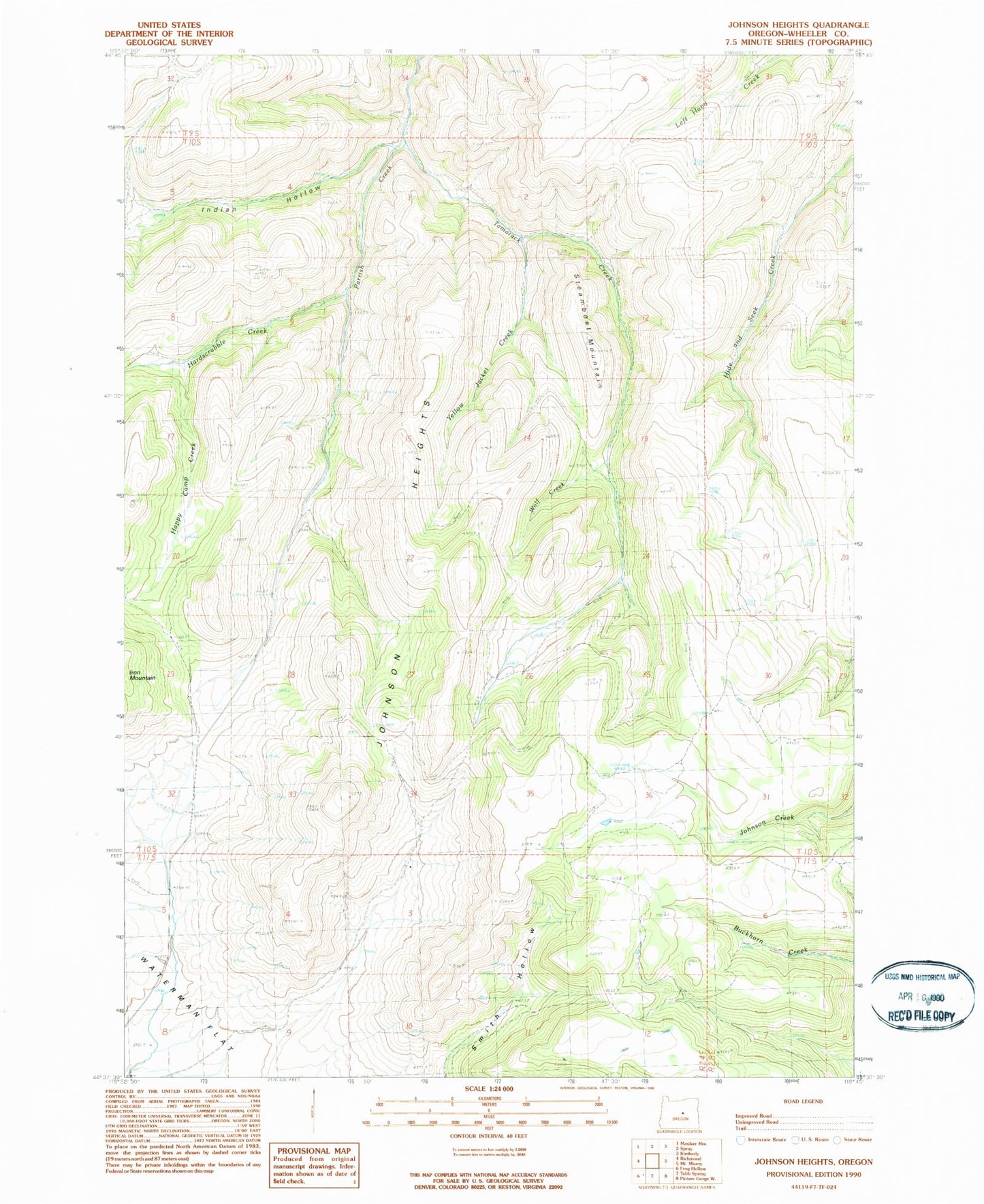 Classic USGS Johnson Heights Oregon 7.5'x7.5' Topo Map Image