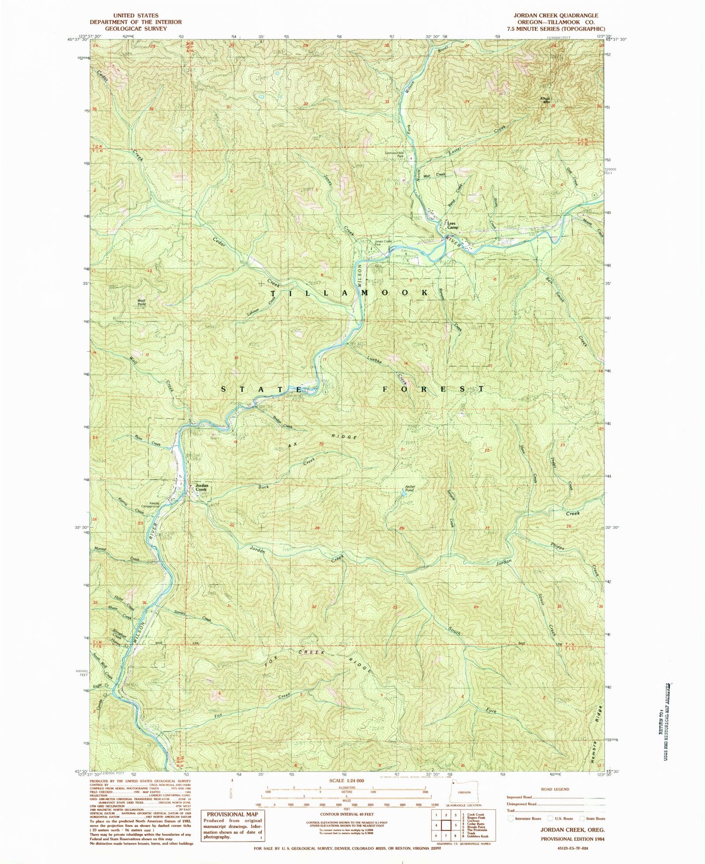 Classic USGS Jordan Creek Oregon 7.5'x7.5' Topo Map Image