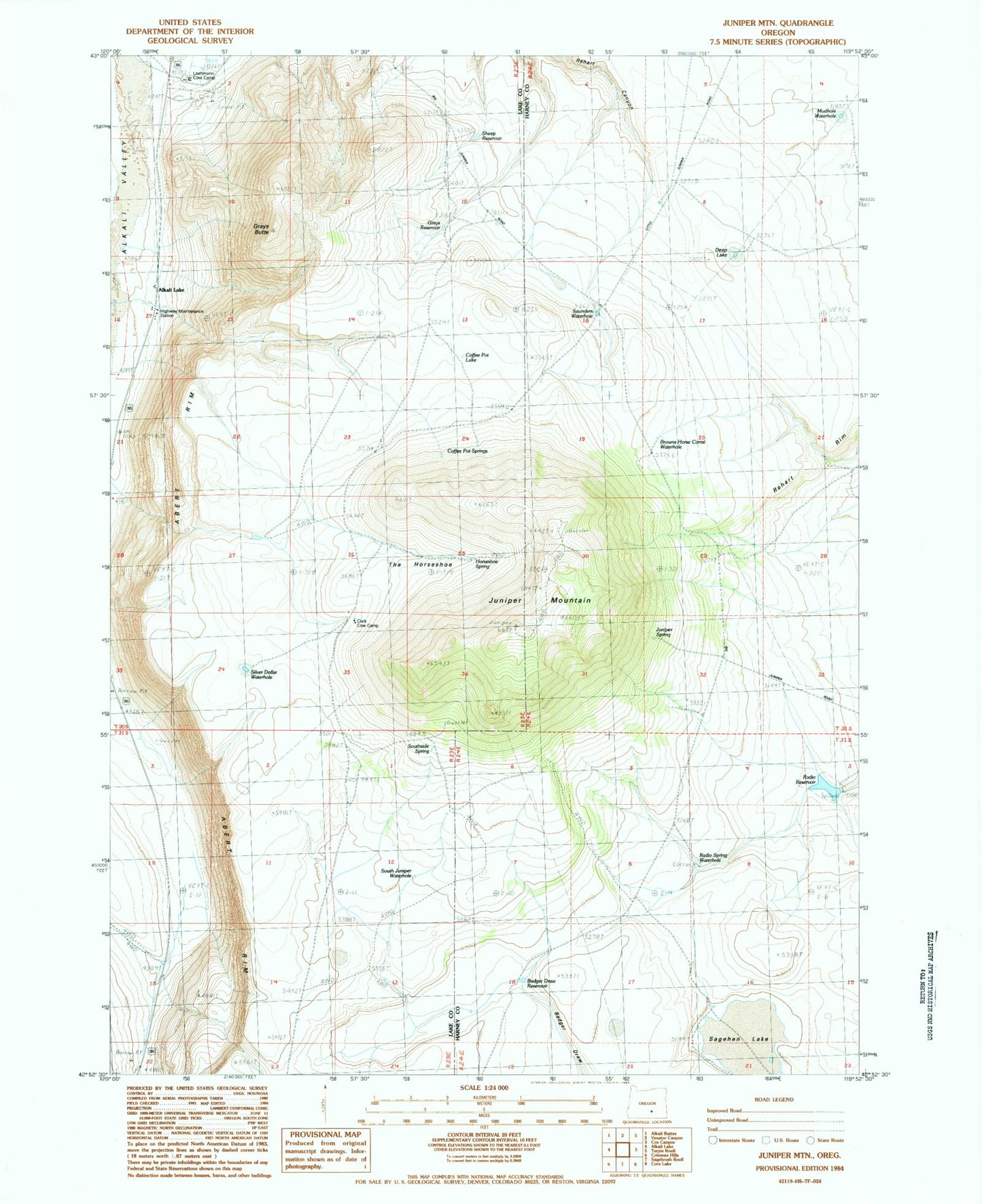 Classic USGS Juniper Mountain Oregon 7.5'x7.5' Topo Map Image