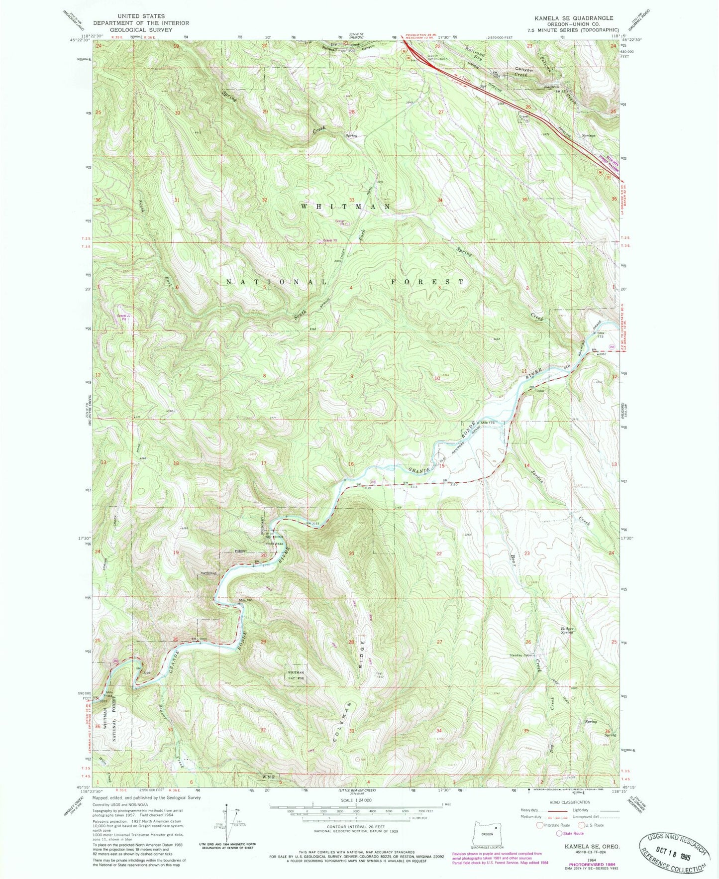 Classic USGS Kamela SE Oregon 7.5'x7.5' Topo Map Image