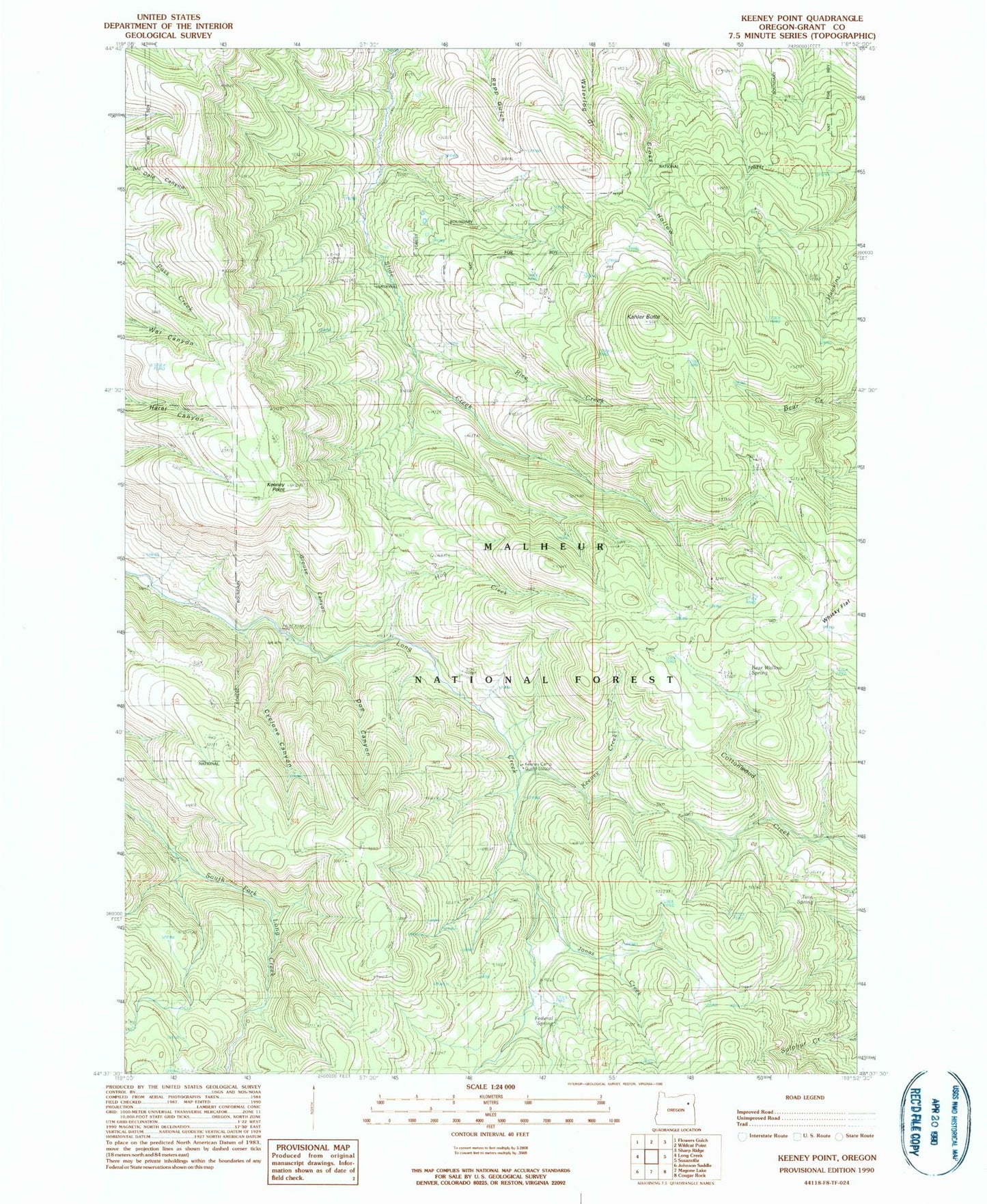 Classic USGS Keeney Point Oregon 7.5'x7.5' Topo Map Image