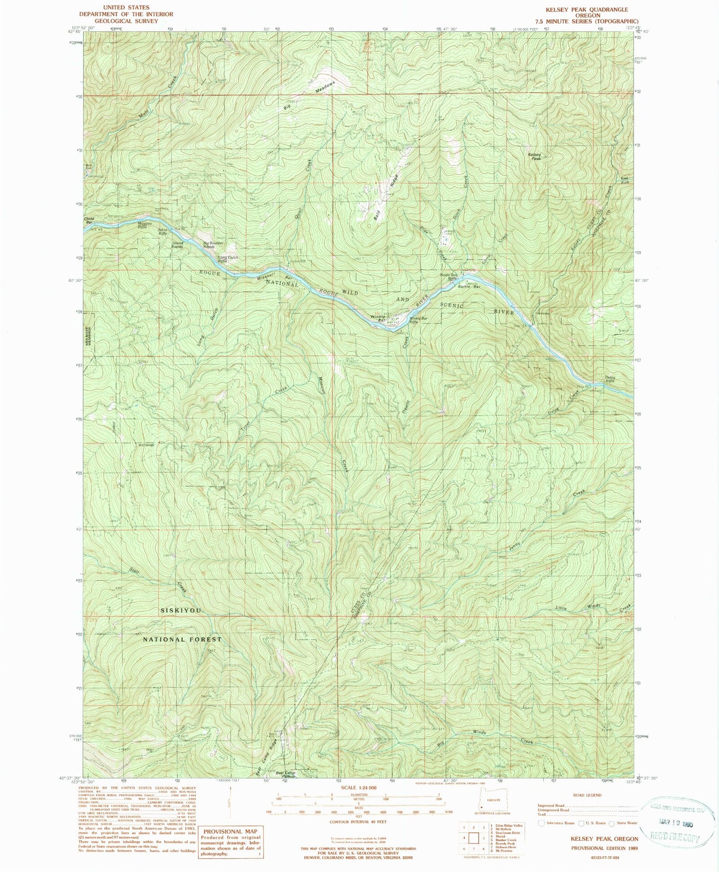 Classic USGS Kelsey Peak Oregon 7.5'x7.5' Topo Map Image