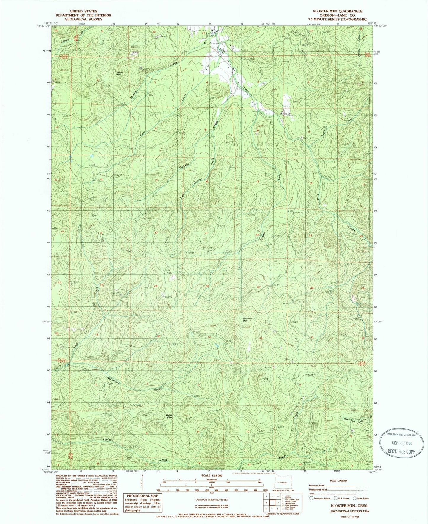Classic USGS Kloster Mountain Oregon 7.5'x7.5' Topo Map Image