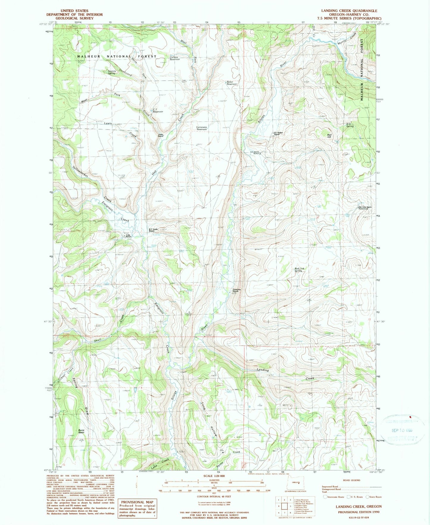 Classic USGS Landing Creek Oregon 7.5'x7.5' Topo Map Image