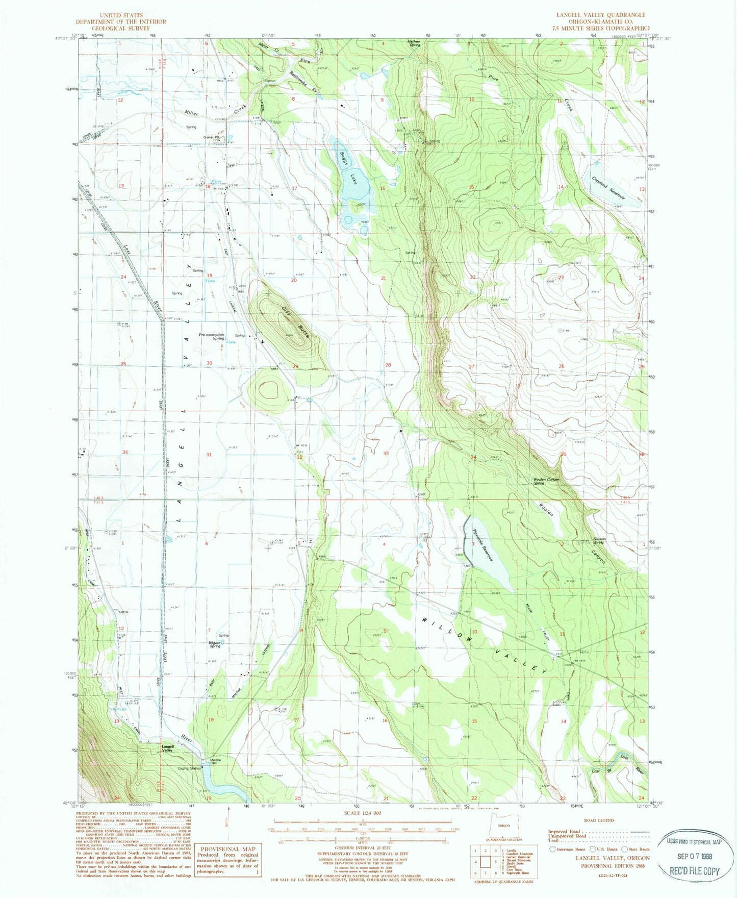 Classic USGS Langell Valley Oregon 7.5'x7.5' Topo Map Image