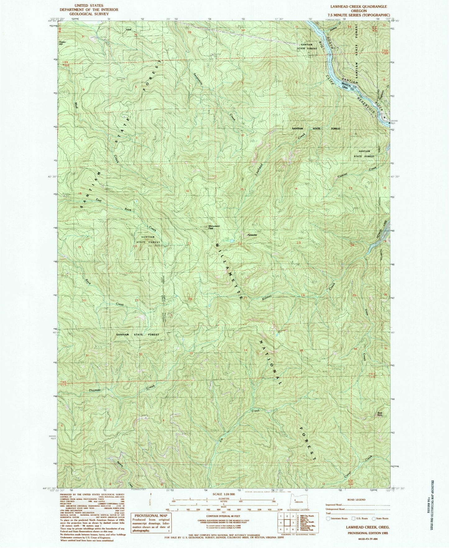 Classic USGS Lawhead Creek Oregon 7.5'x7.5' Topo Map Image
