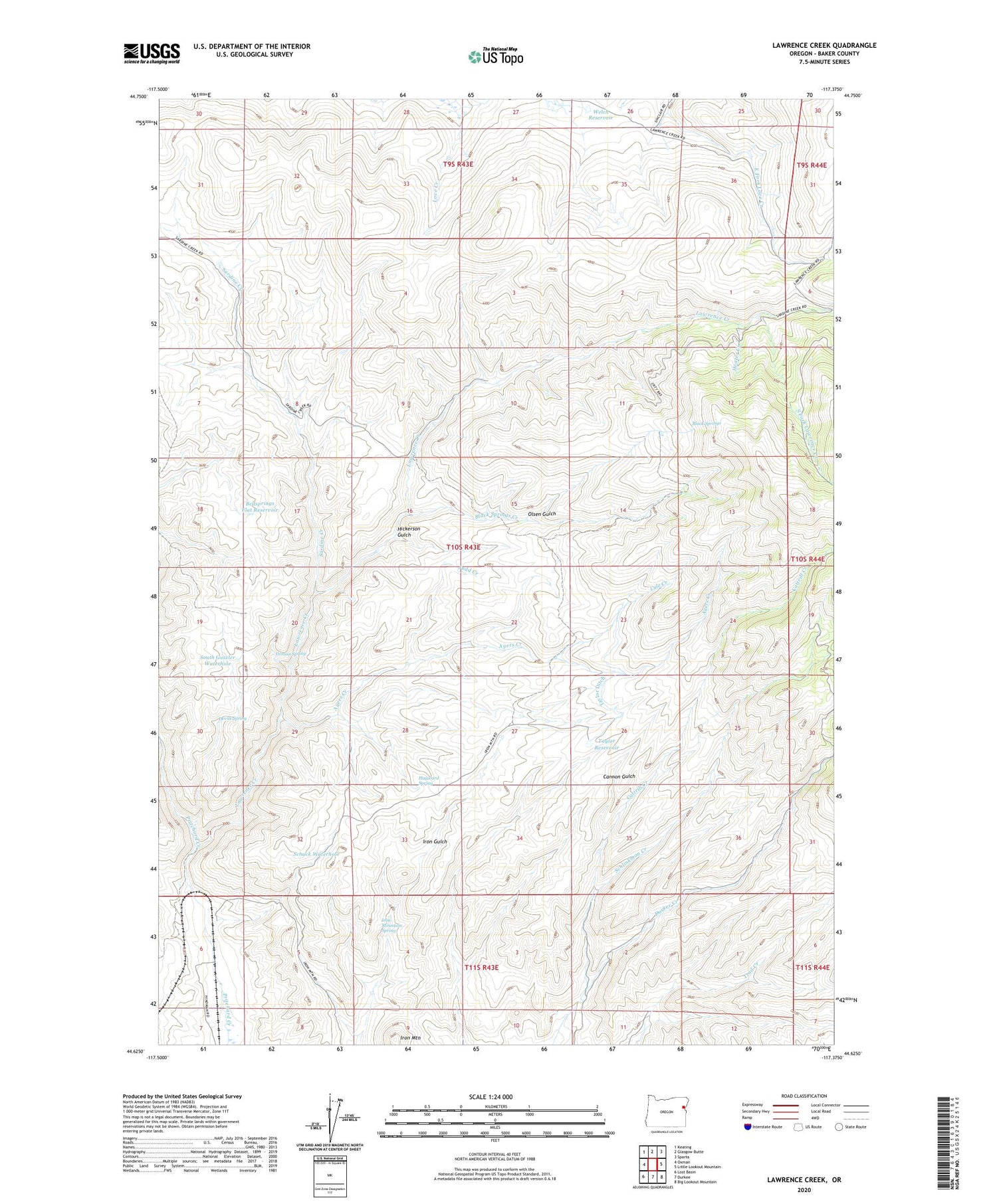 Lawrence Creek Oregon US Topo Map Image