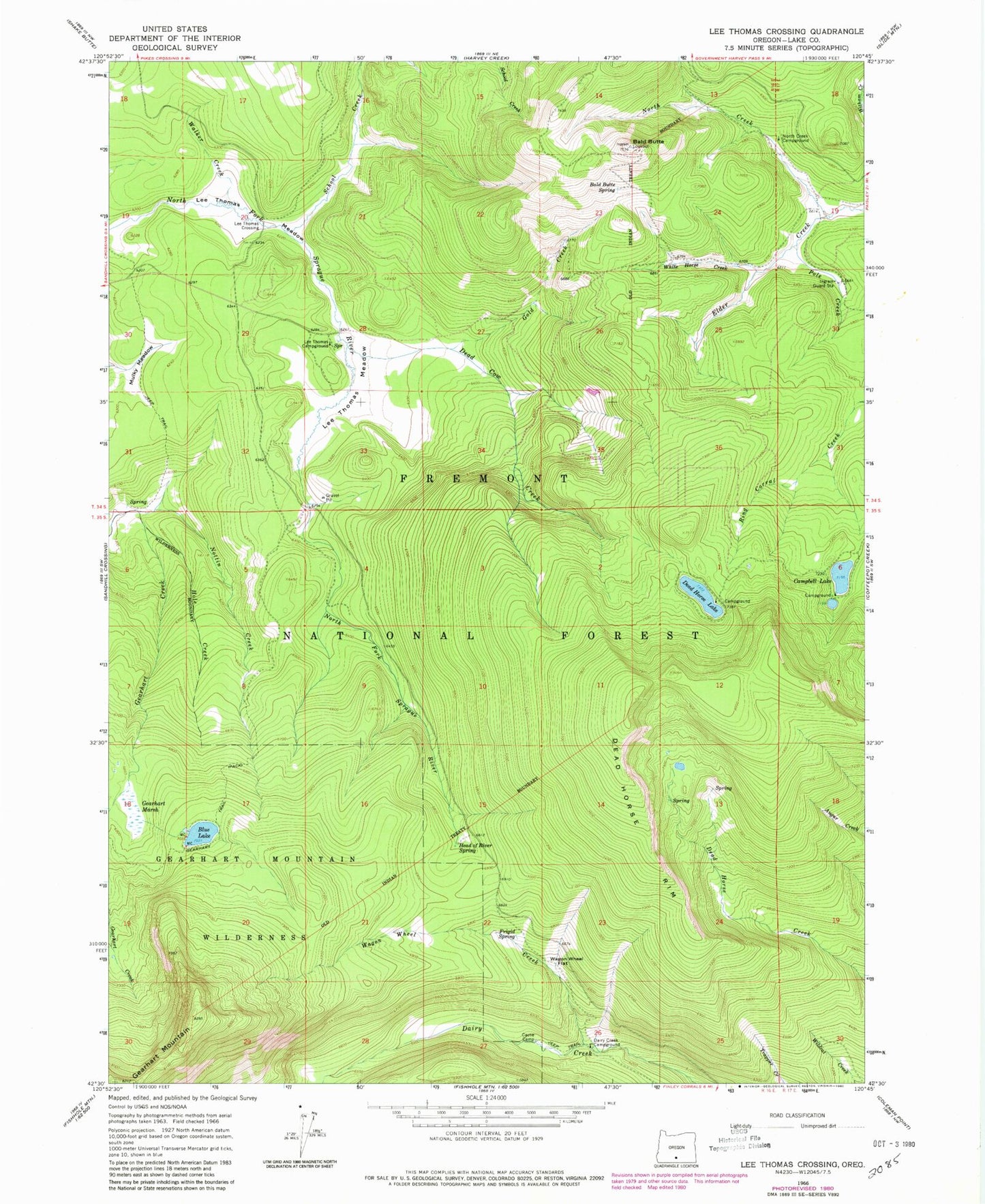 Classic USGS Lee Thomas Crossing Oregon 7.5'x7.5' Topo Map Image