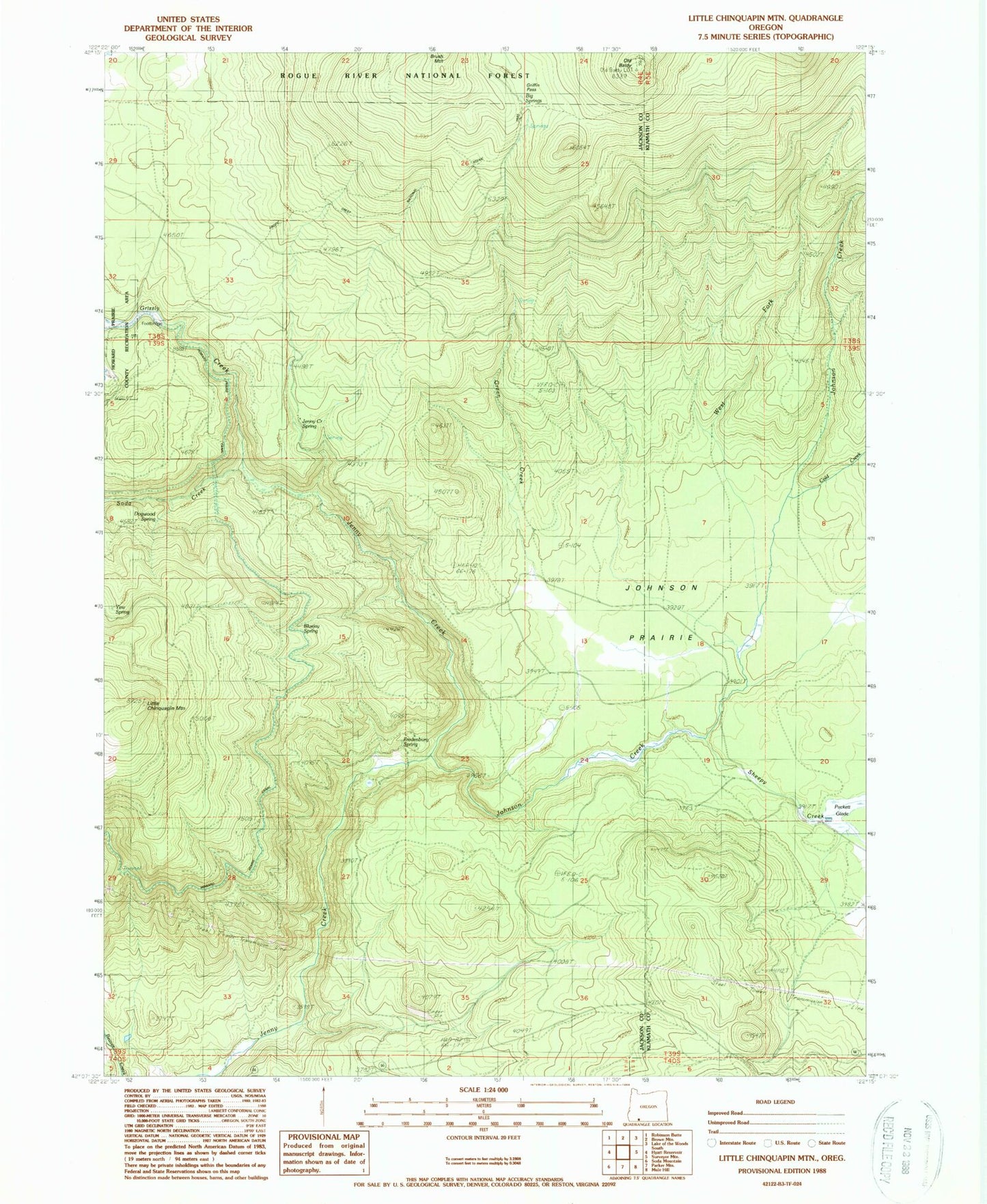 Classic USGS Little Chinquapin Mountain Oregon 7.5'x7.5' Topo Map Image