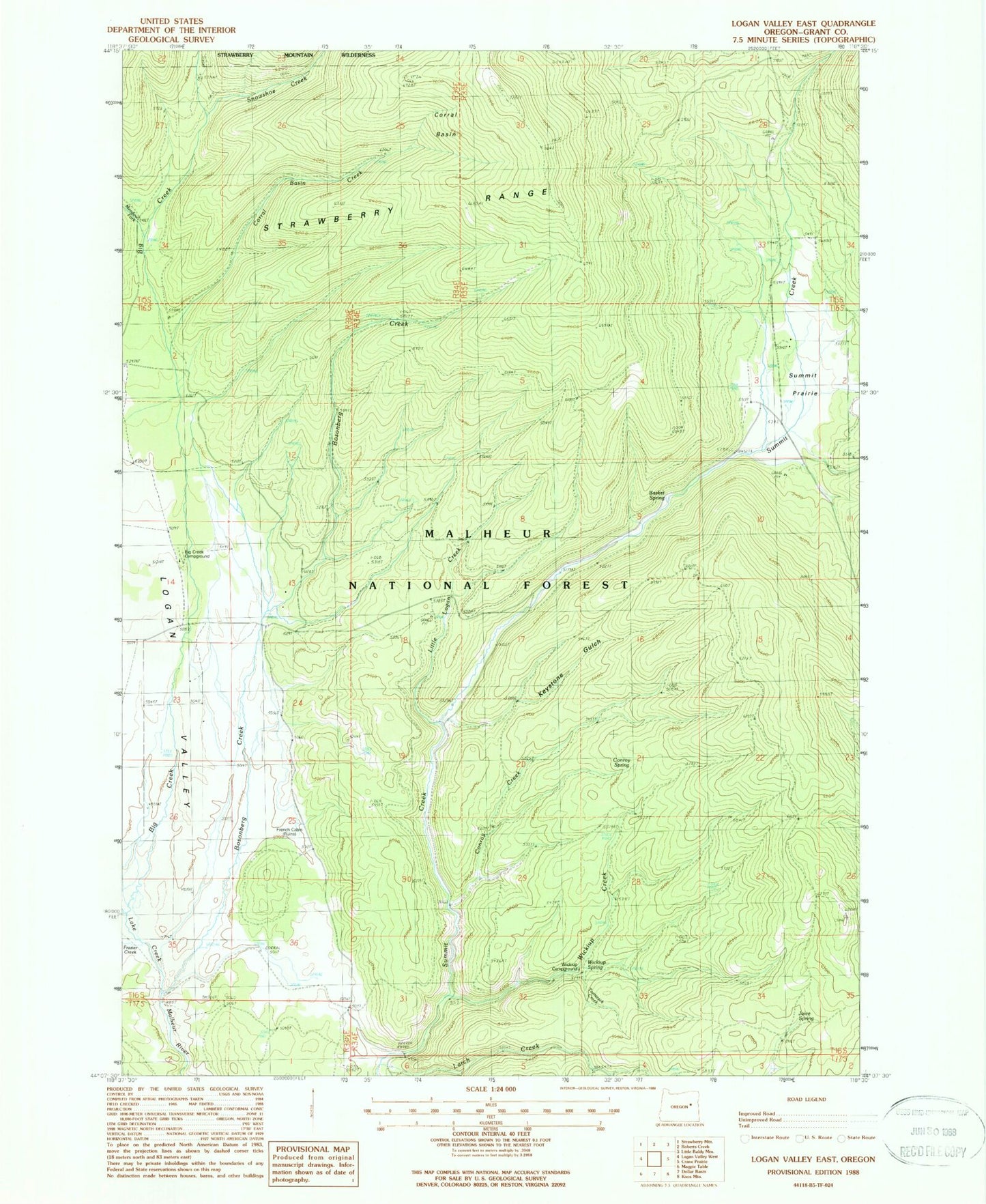 Classic USGS Logan Valley East Oregon 7.5'x7.5' Topo Map Image