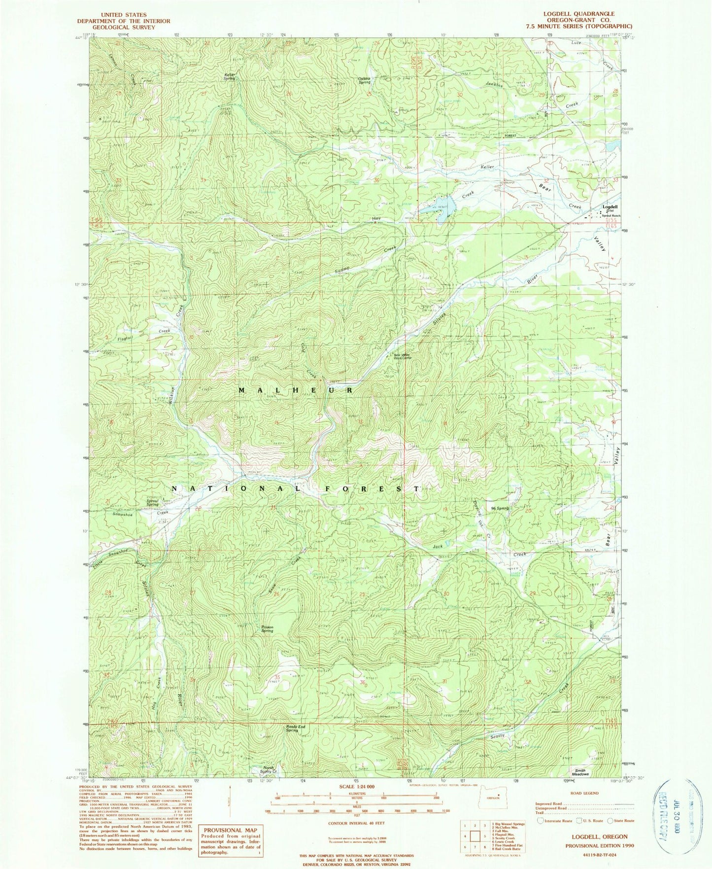 Classic USGS Logdell Oregon 7.5'x7.5' Topo Map Image