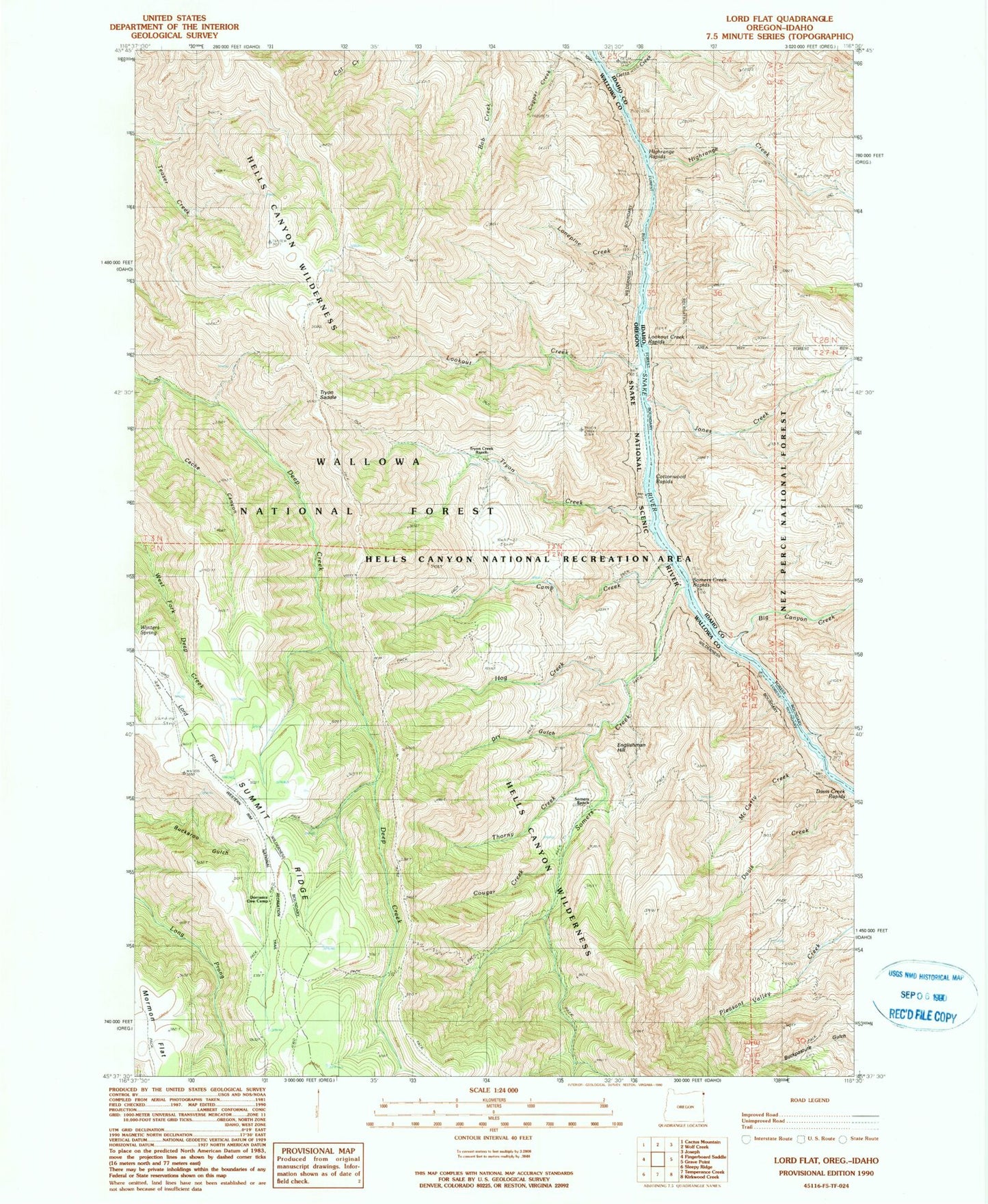 Classic USGS Lord Flat Oregon 7.5'x7.5' Topo Map Image