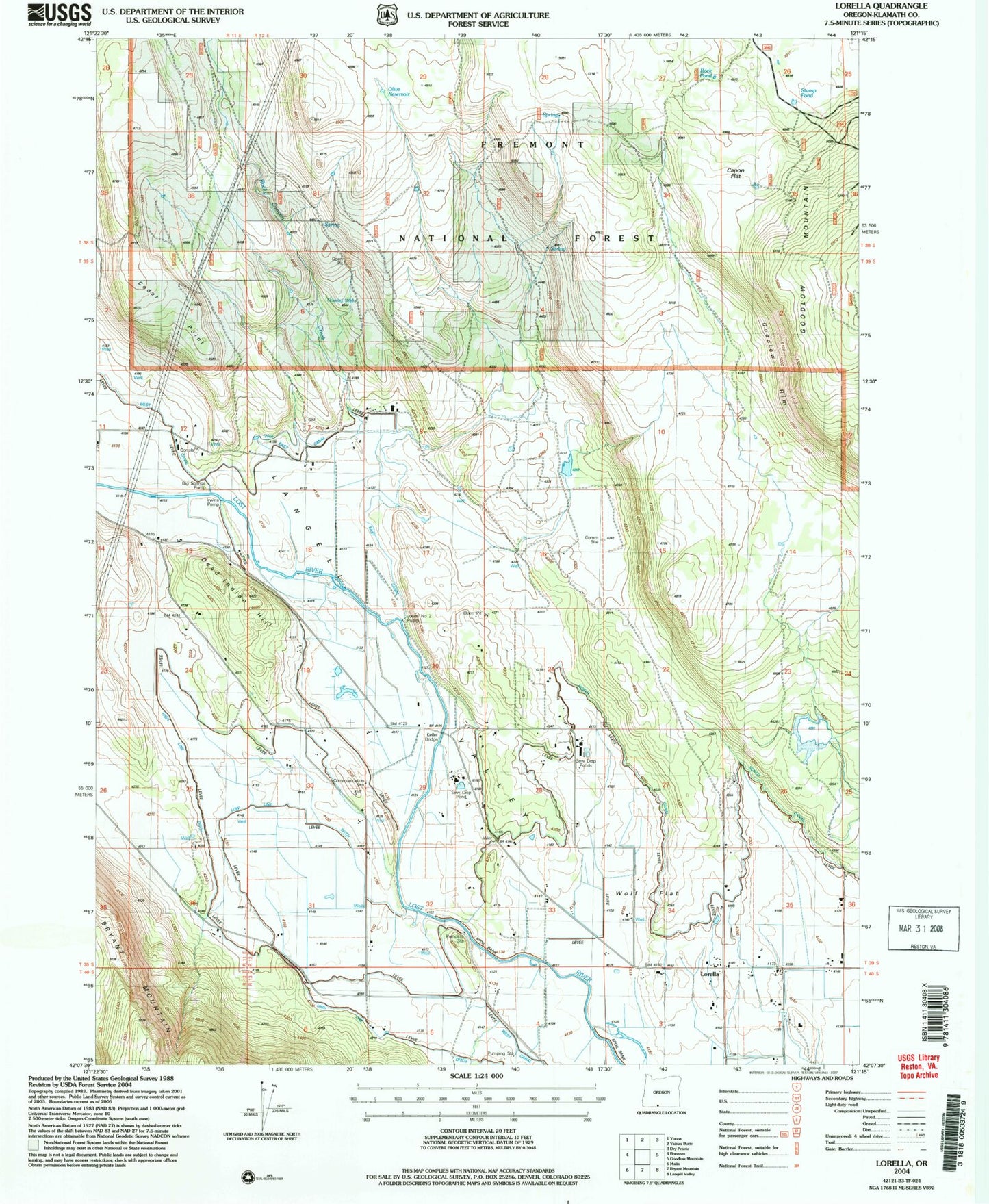 Classic USGS Lorella Oregon 7.5'x7.5' Topo Map Image