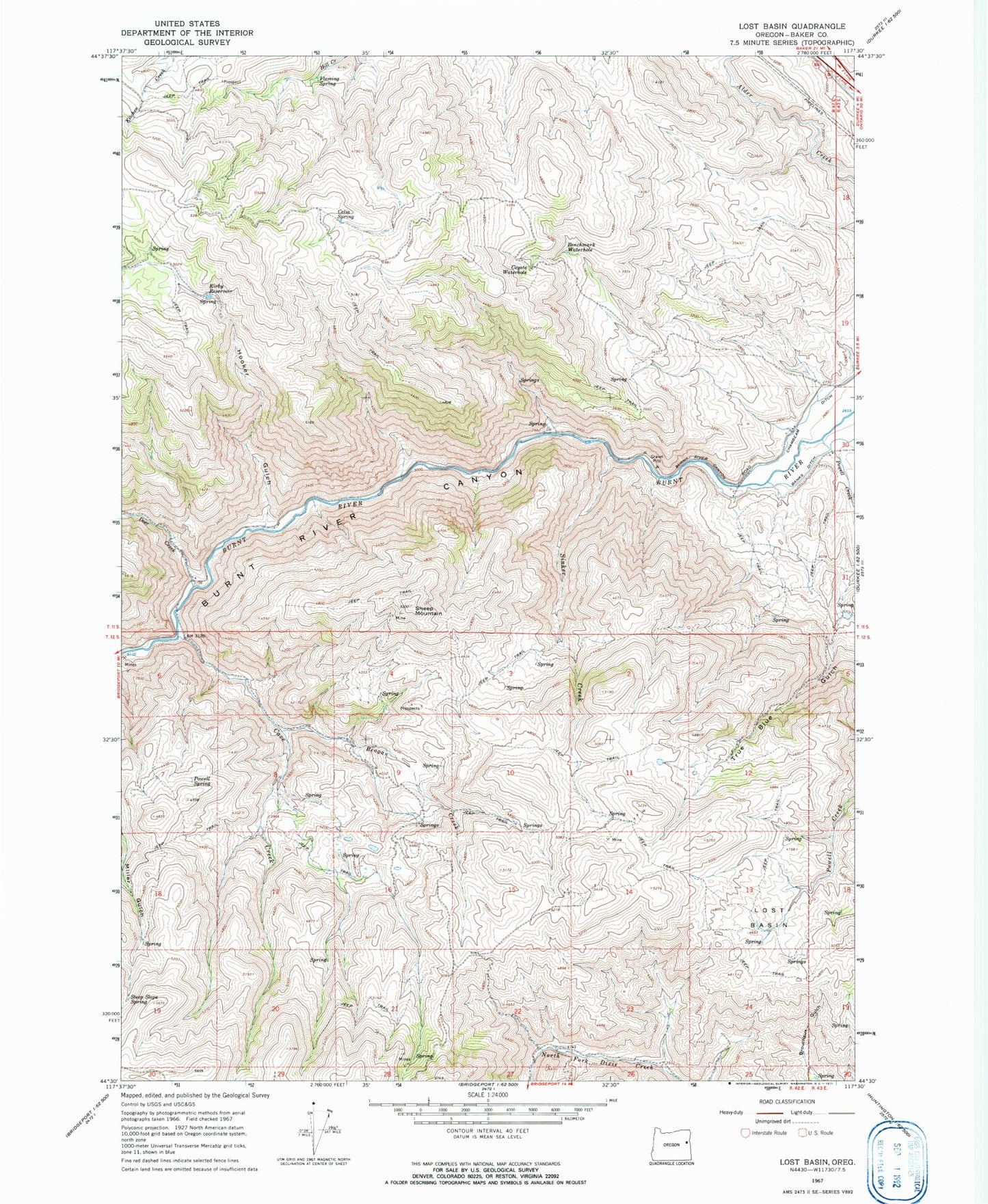 Classic USGS Lost Basin Oregon 7.5'x7.5' Topo Map Image