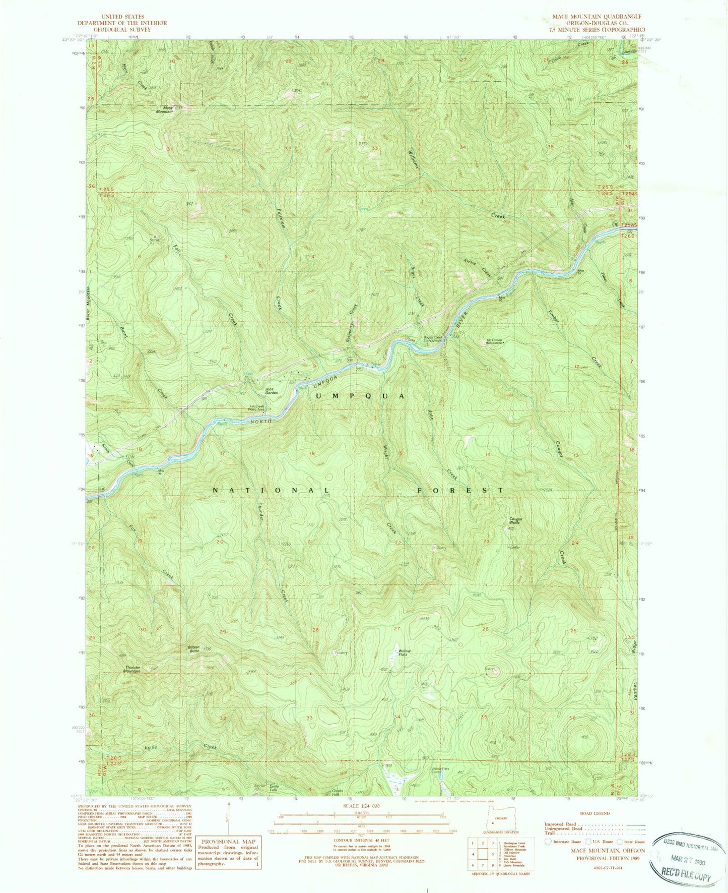 Classic USGS Mace Mountain Oregon 7.5'x7.5' Topo Map Image