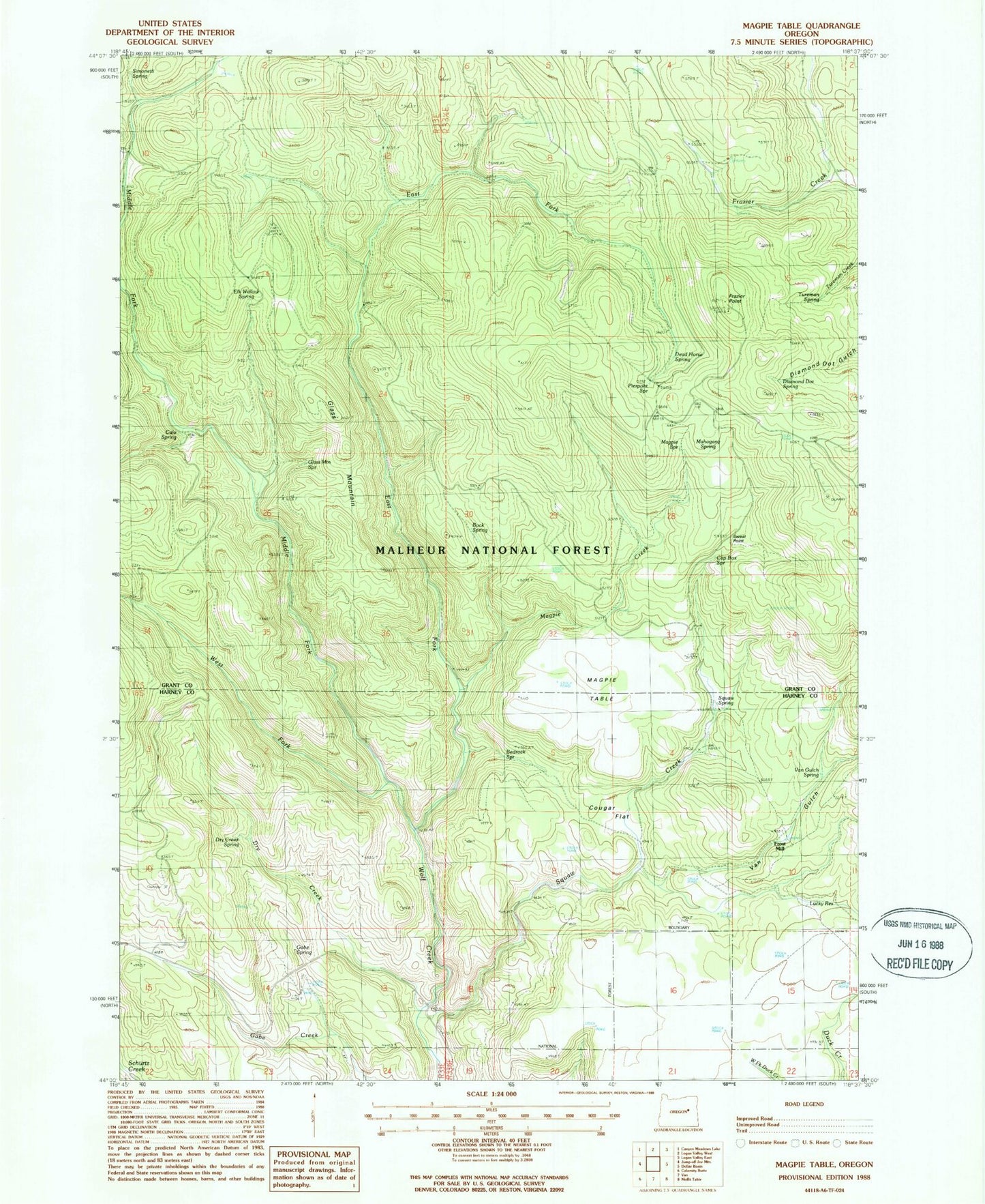 Classic USGS Magpie Table Oregon 7.5'x7.5' Topo Map Image