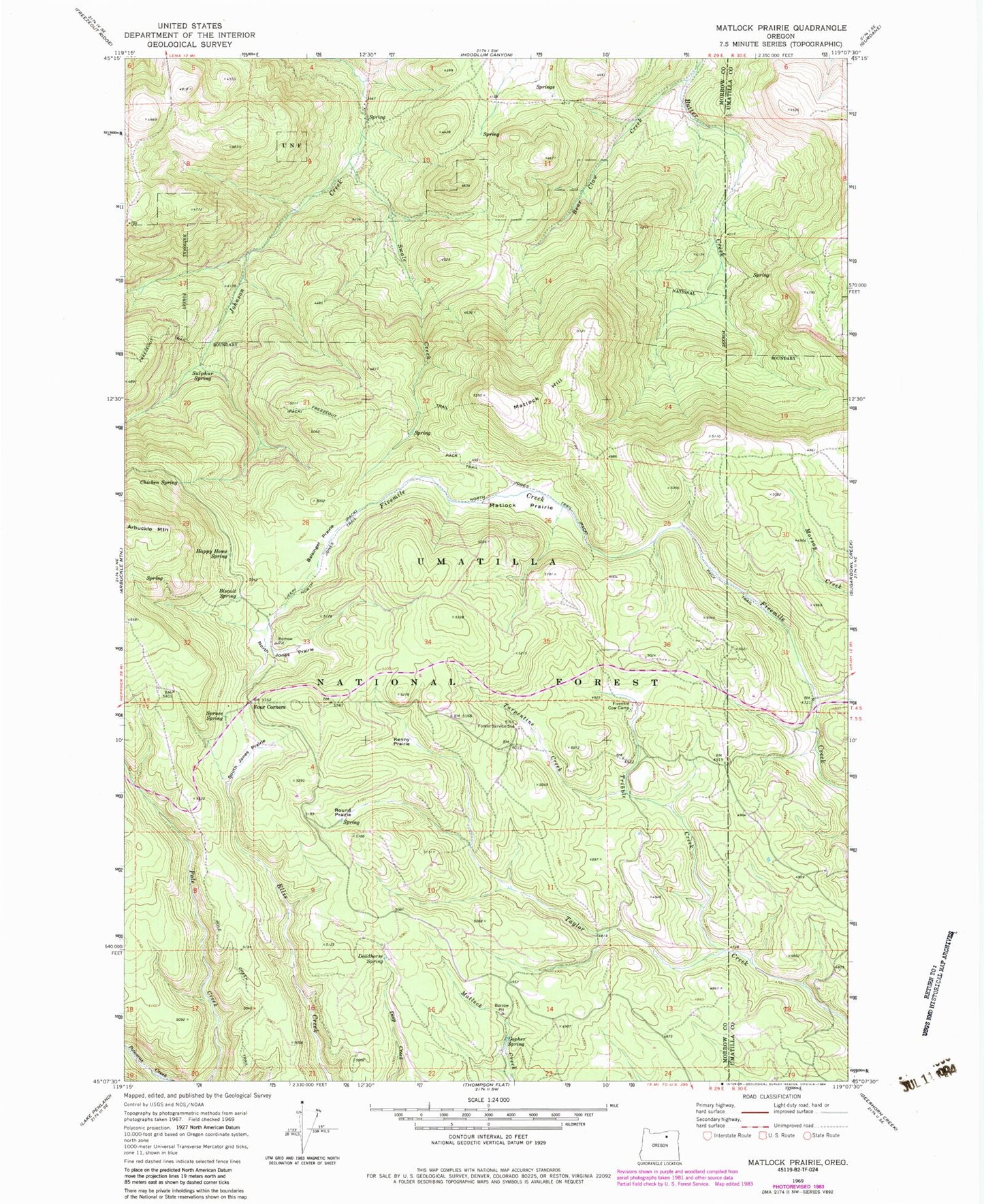 Classic USGS Matlock Prairie Oregon 7.5'x7.5' Topo Map Image