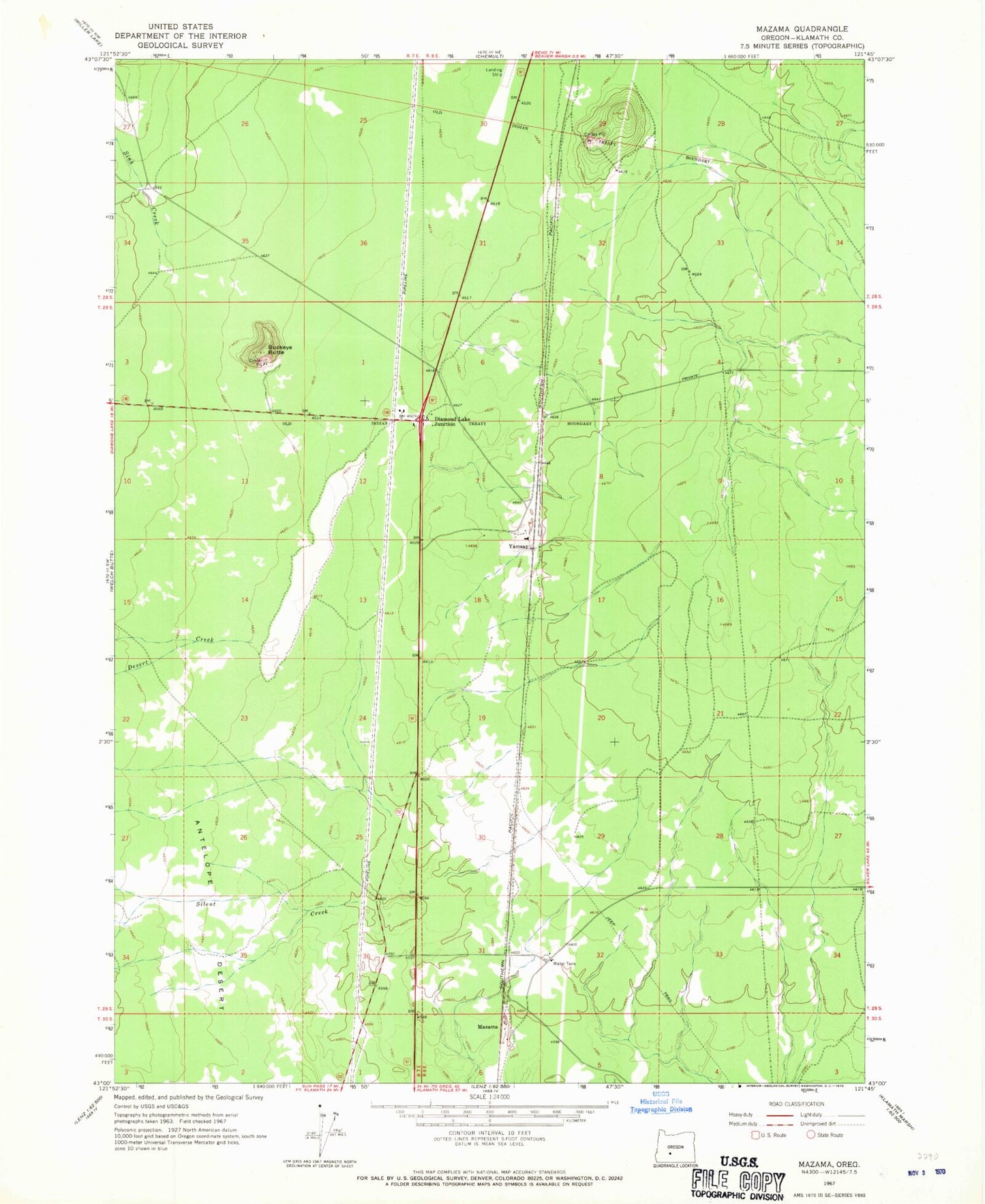 Classic USGS Mazama Oregon 7.5'x7.5' Topo Map Image