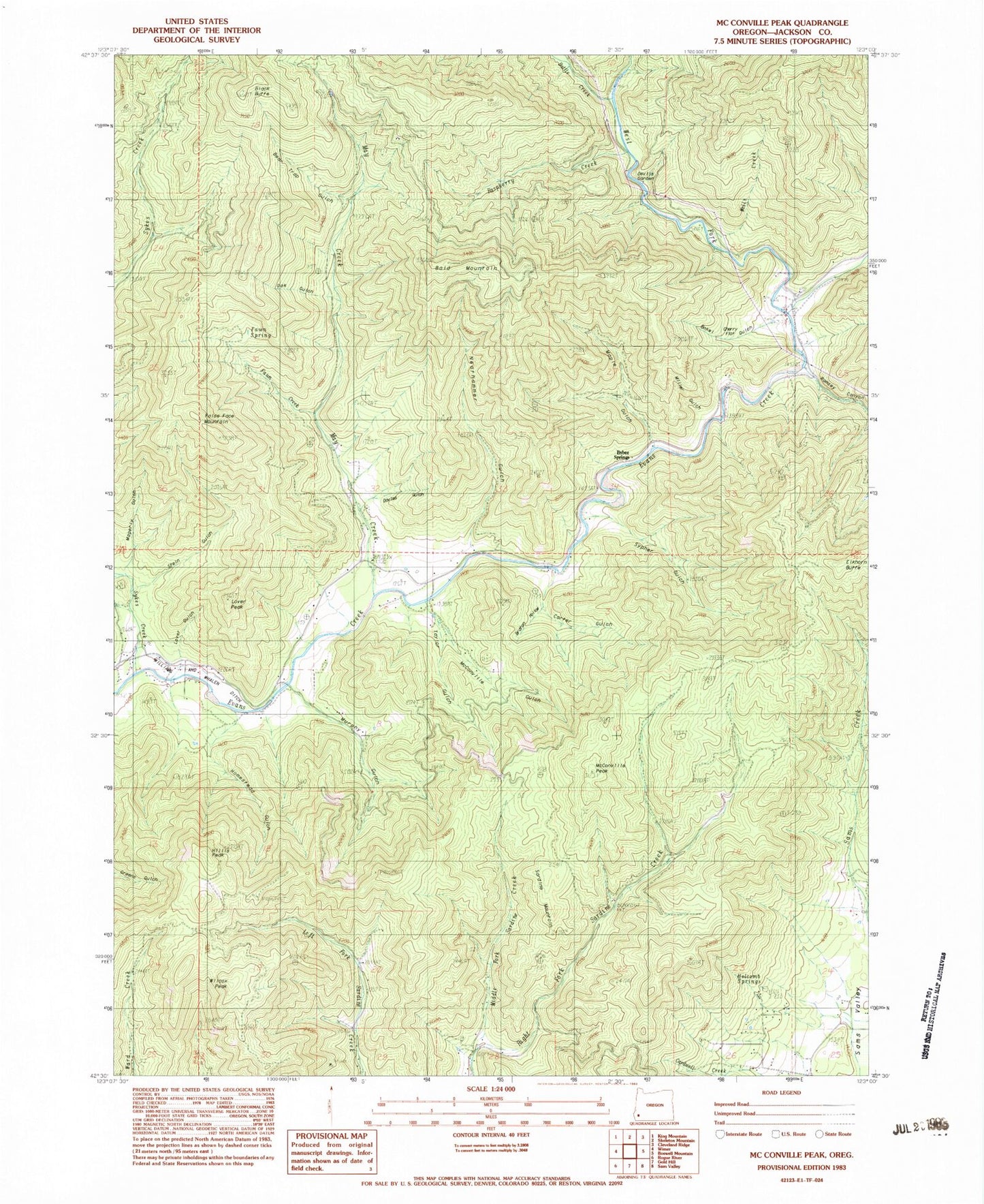 Classic USGS McConville Peak Oregon 7.5'x7.5' Topo Map Image