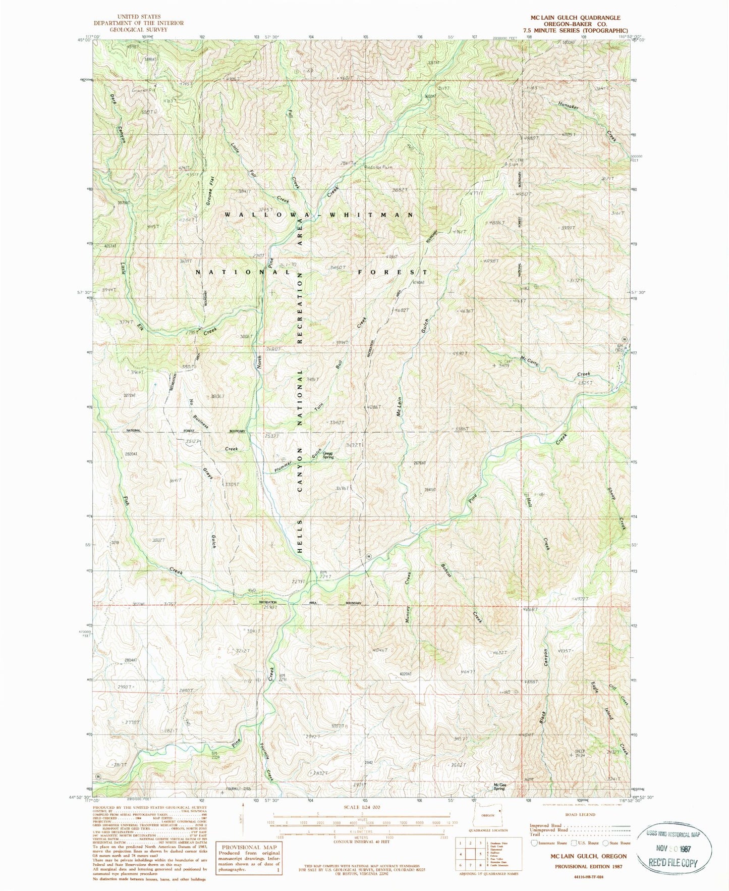 Classic USGS McLain Gulch Oregon 7.5'x7.5' Topo Map Image