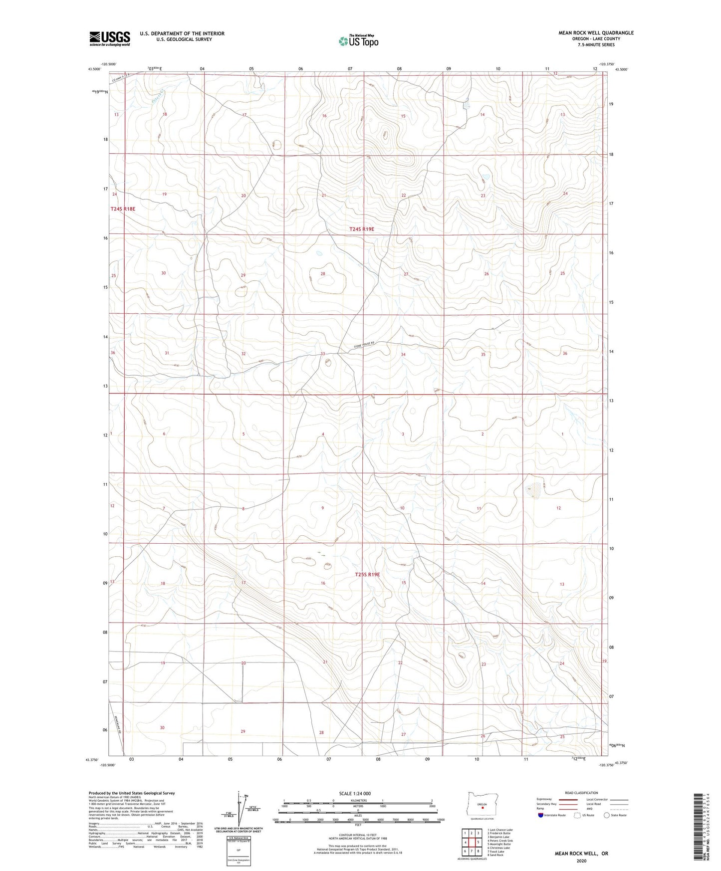 Mean Rock Well Oregon US Topo Map Image