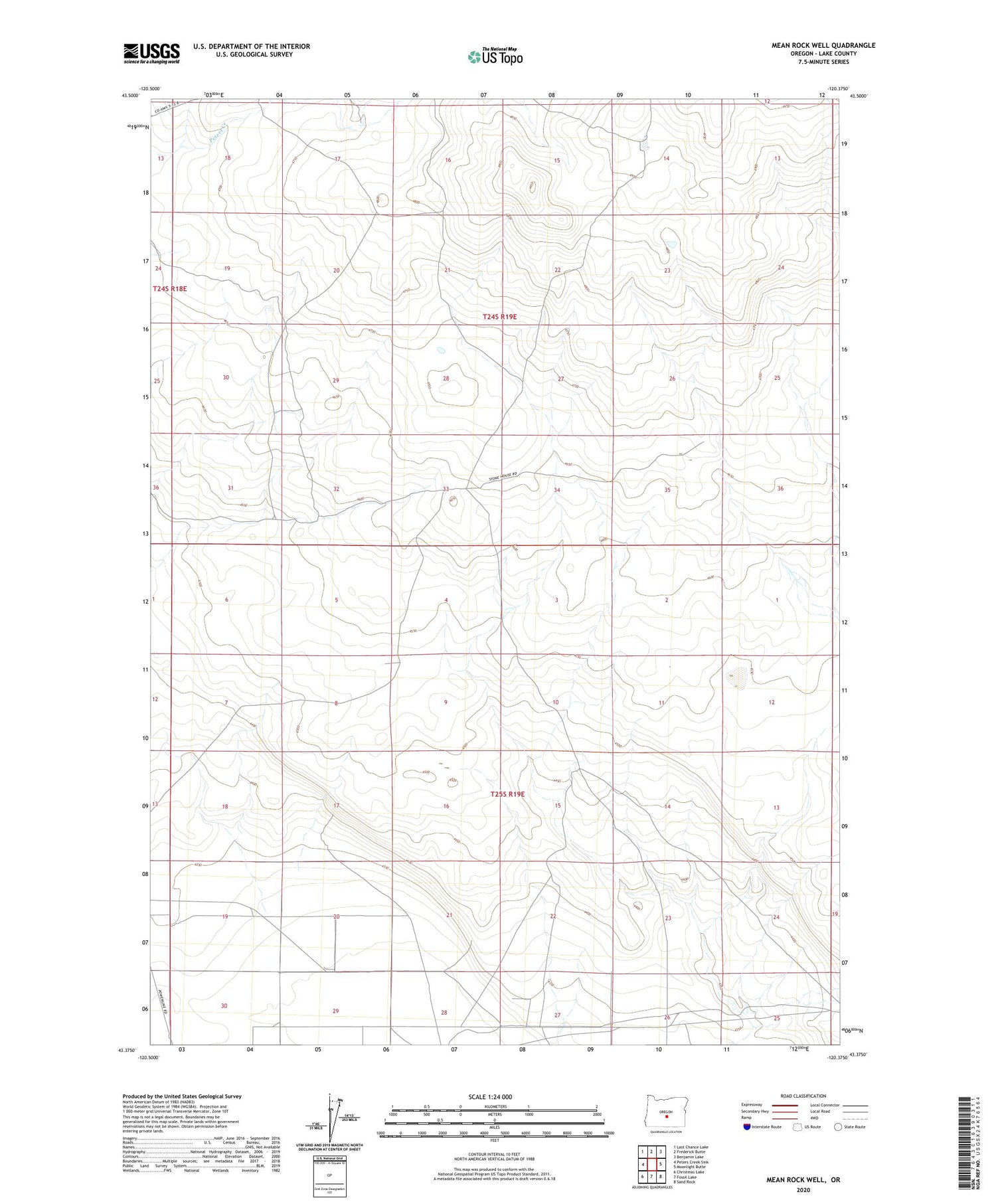 Mean Rock Well Oregon US Topo Map Image