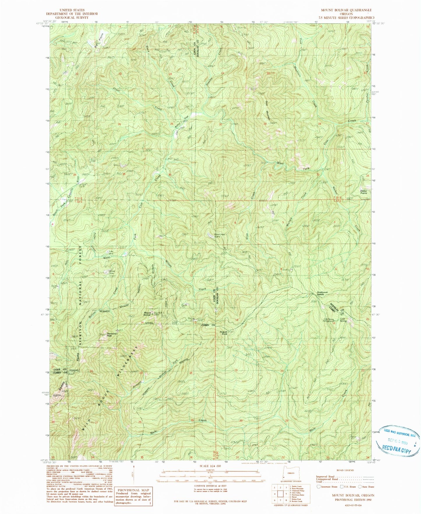 Classic USGS Mount Bolivar Oregon 7.5'x7.5' Topo Map Image