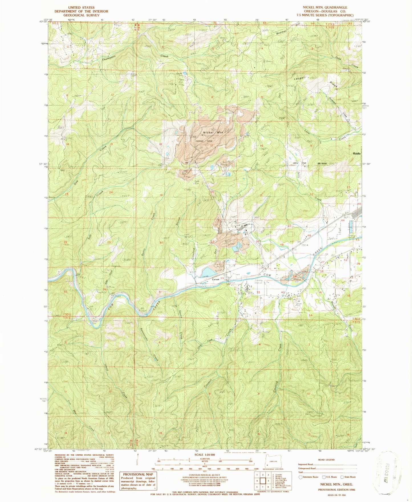 Classic USGS Nickel Mountain Oregon 7.5'x7.5' Topo Map Image