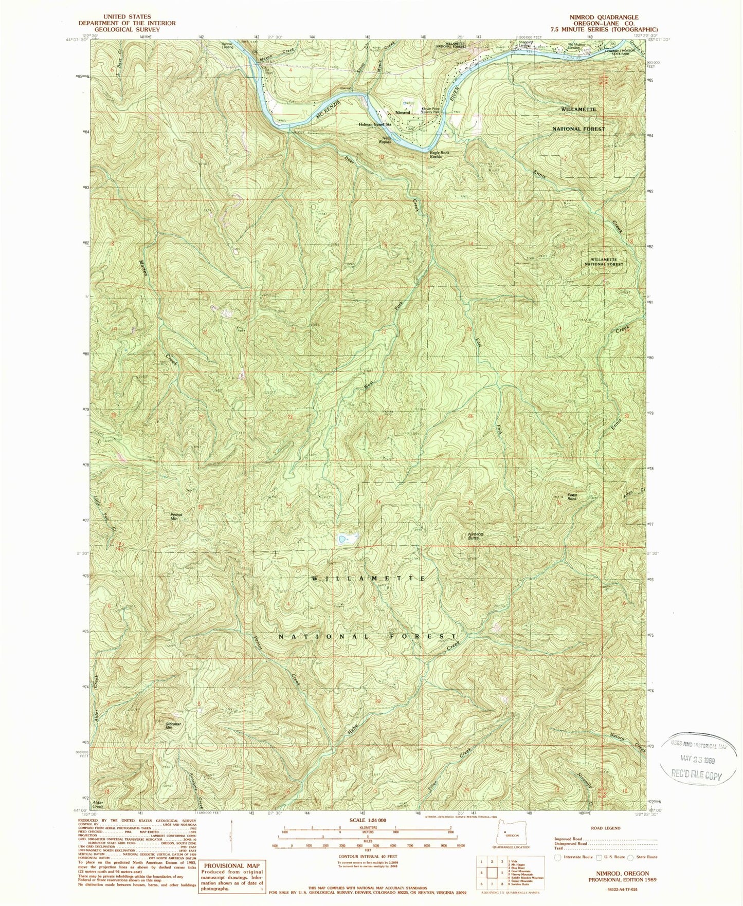 Classic USGS Nimrod Oregon 7.5'x7.5' Topo Map Image