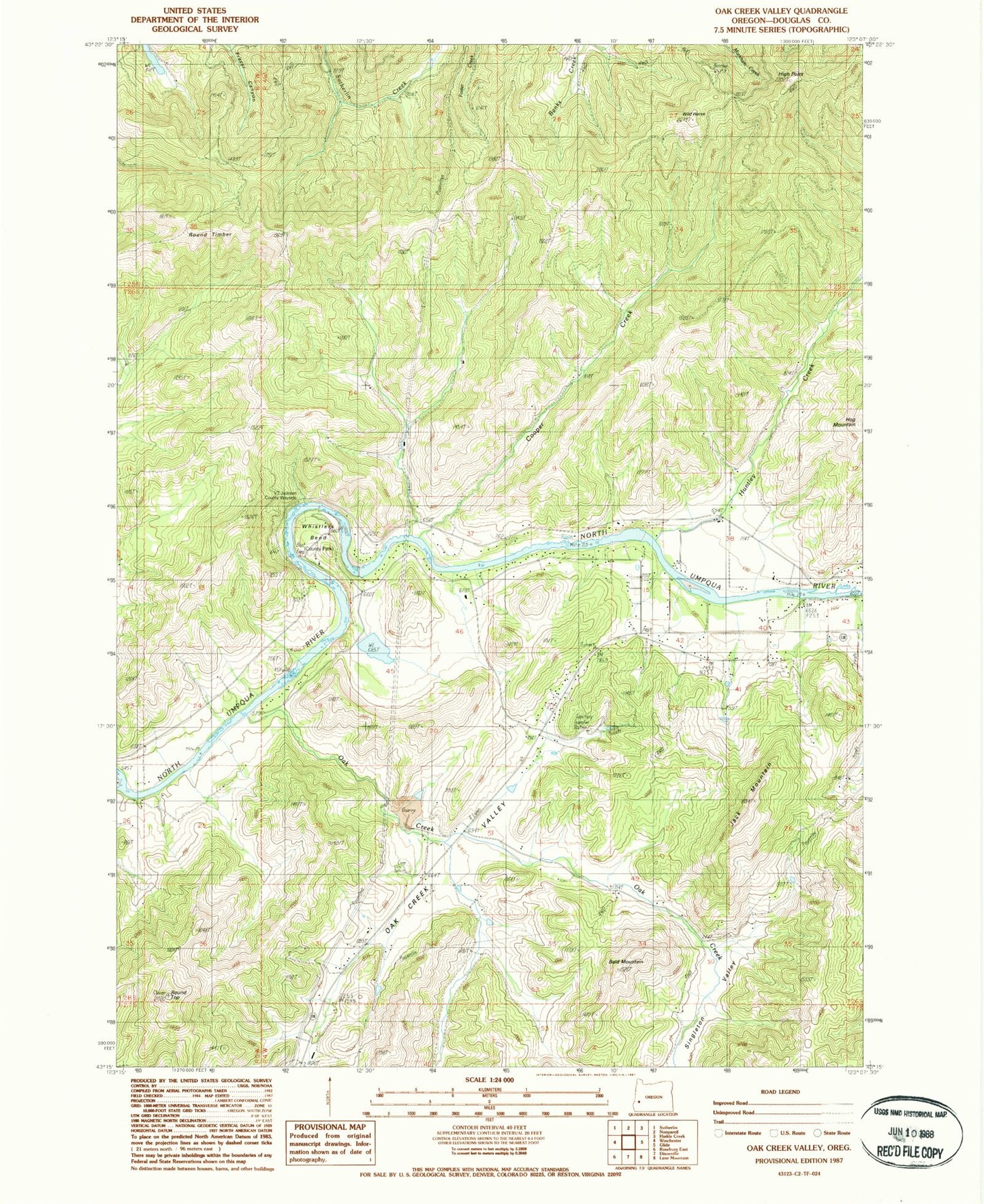 Classic USGS Oak Creek Valley Oregon 7.5'x7.5' Topo Map Image