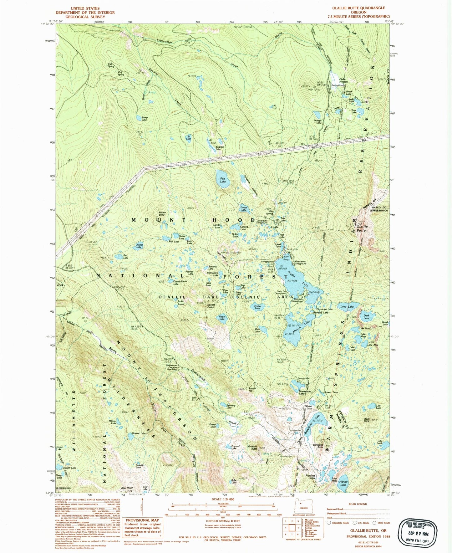 Classic USGS Olallie Butte Oregon 7.5'x7.5' Topo Map Image