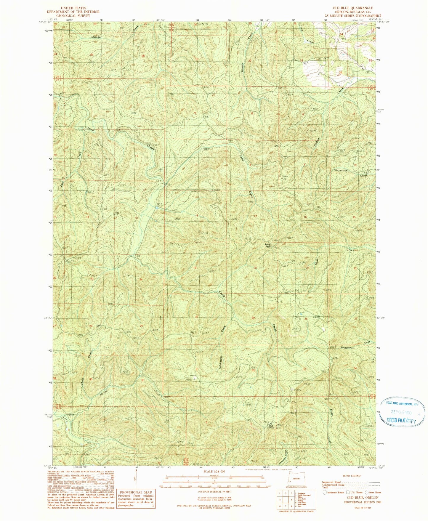Classic USGS Old Blue Oregon 7.5'x7.5' Topo Map Image