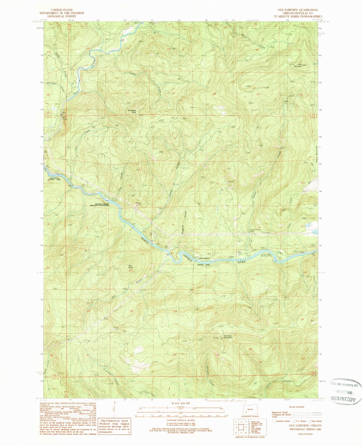 Classic USGS Old Fairview Oregon 7.5'x7.5' Topo Map Image