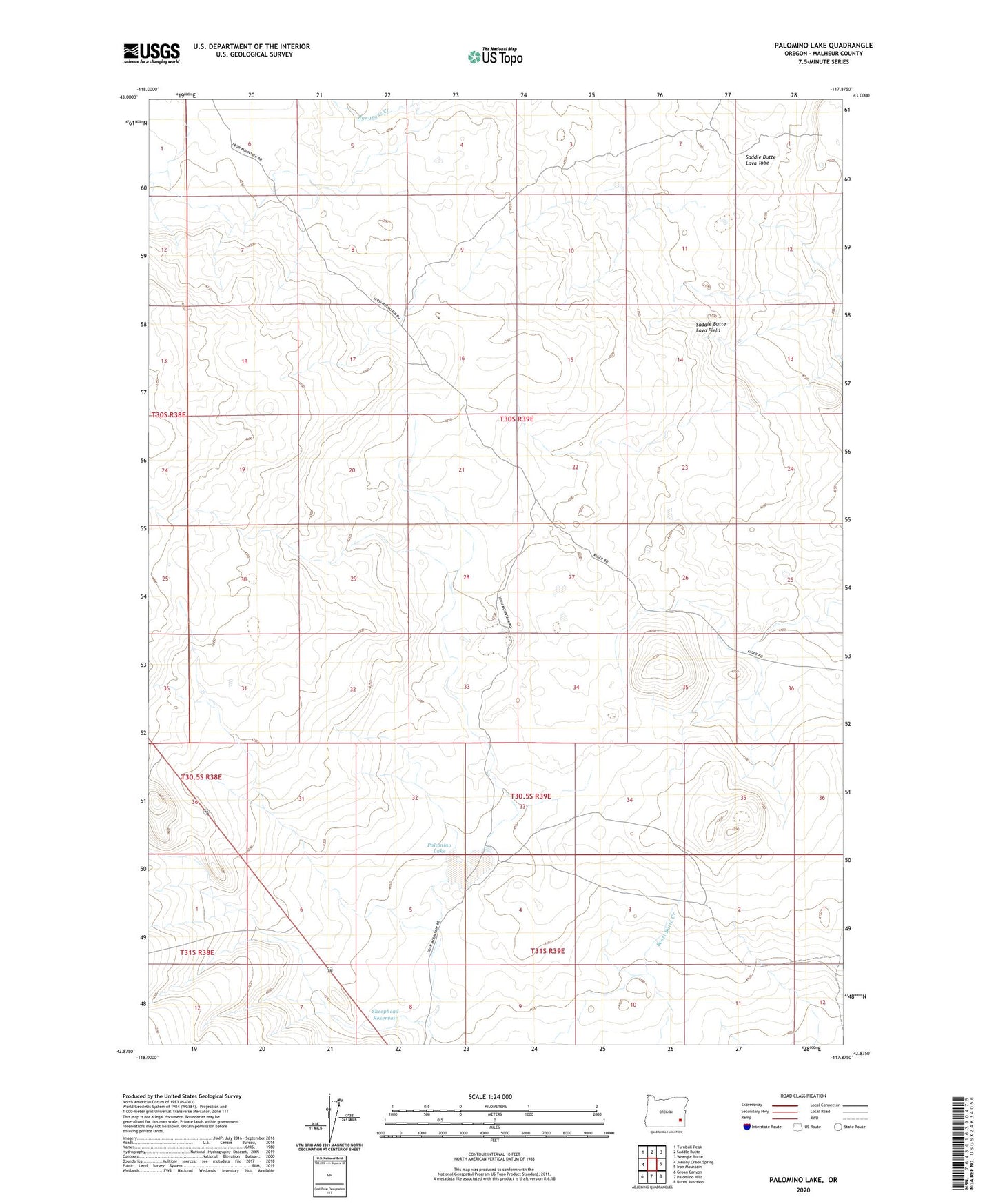 Palomino Lake Oregon US Topo Map Image