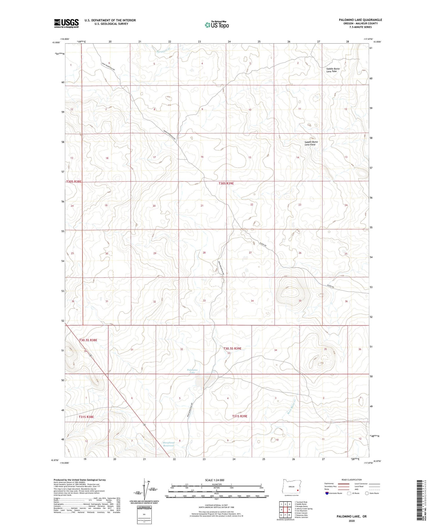 Palomino Lake Oregon US Topo Map Image