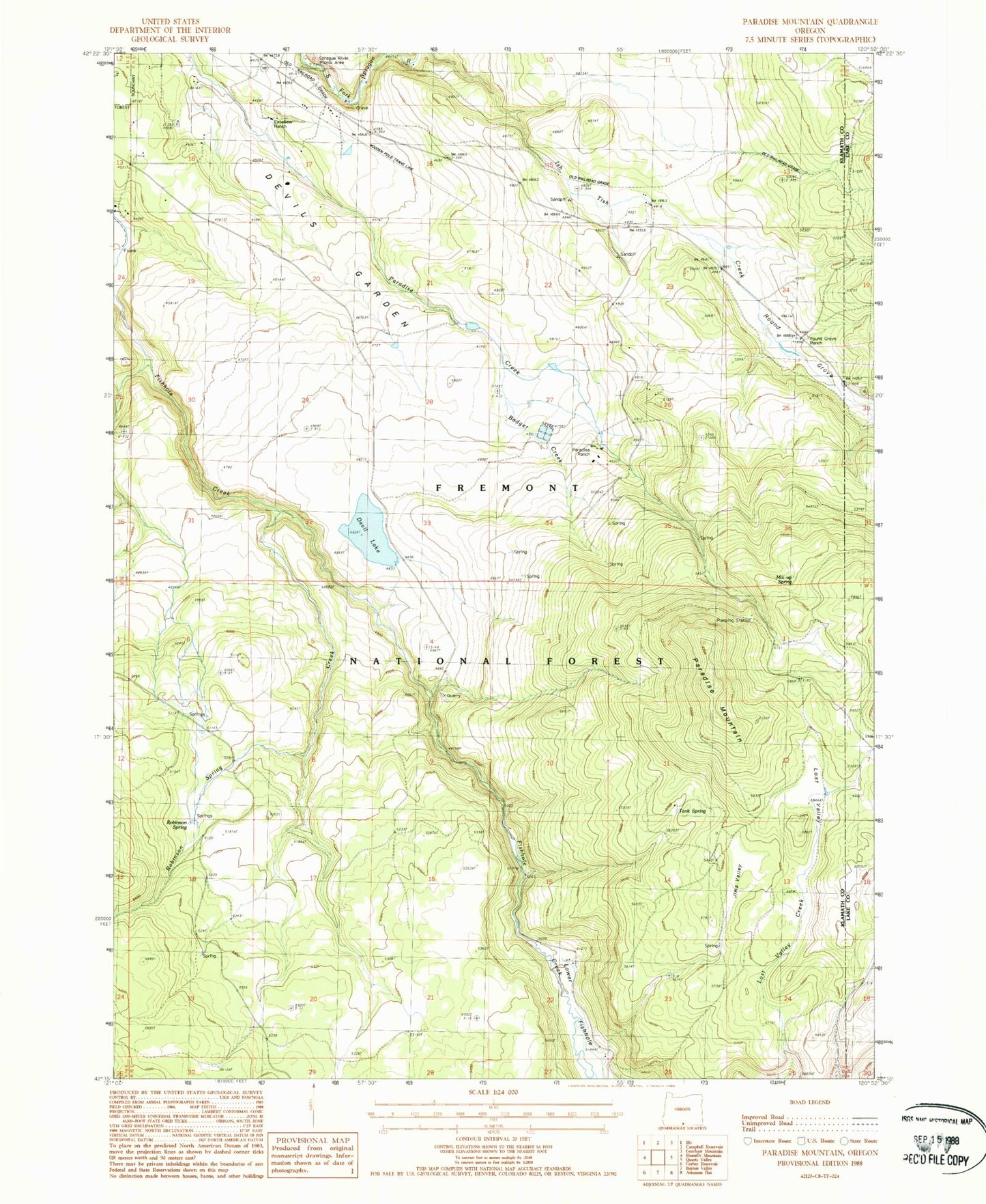 Classic USGS Paradise Mountain Oregon 7.5'x7.5' Topo Map Image
