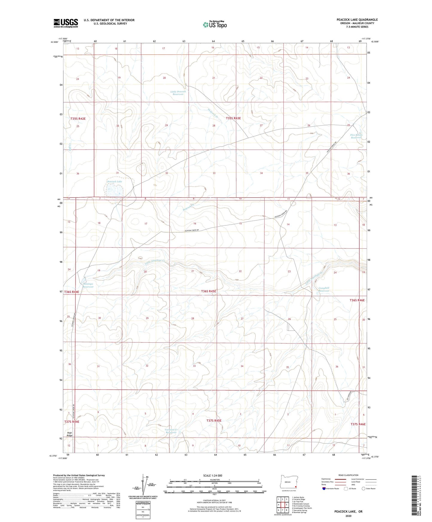 Peacock Lake Oregon US Topo Map Image