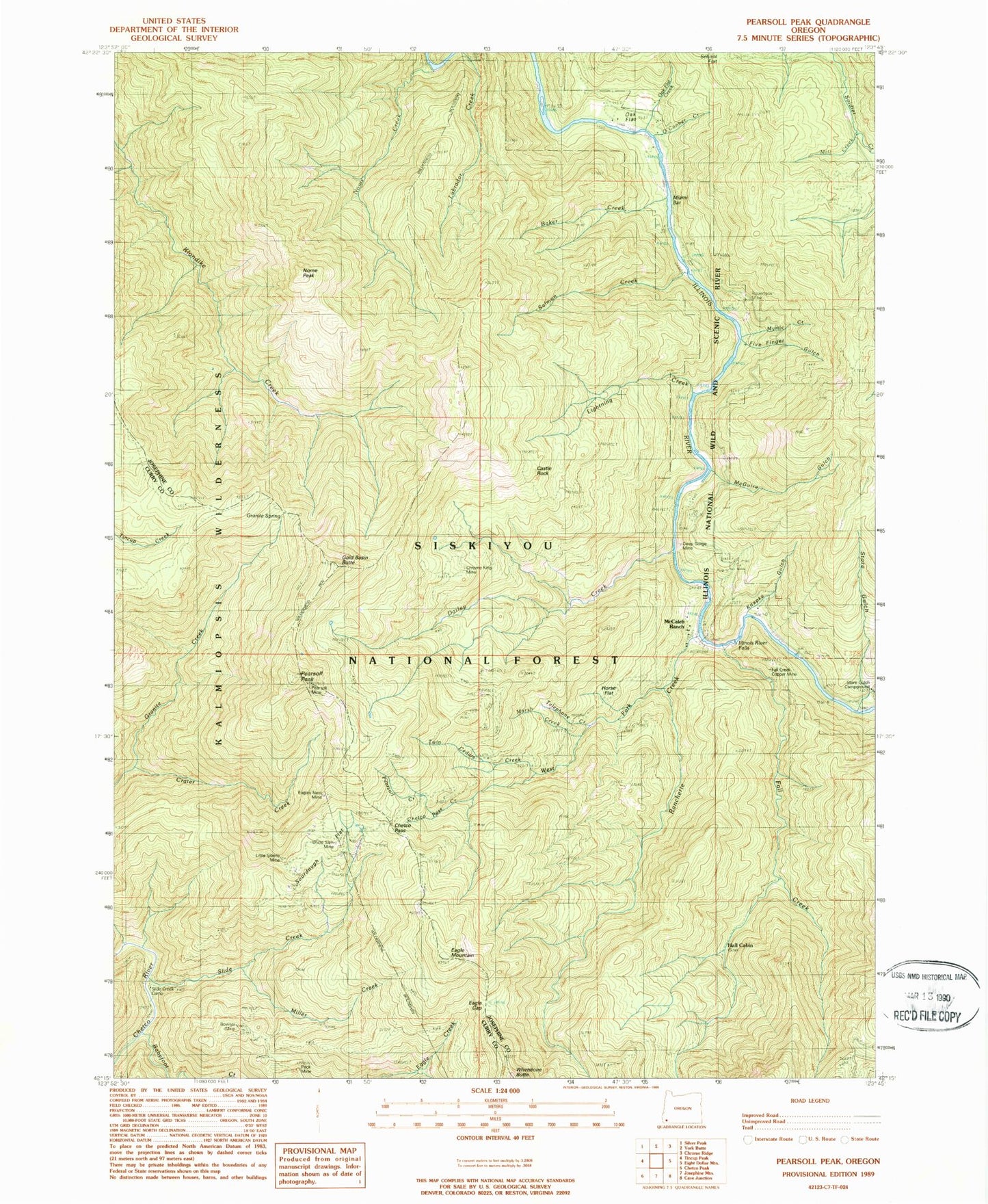Classic USGS Pearsoll Peak Oregon 7.5'x7.5' Topo Map Image