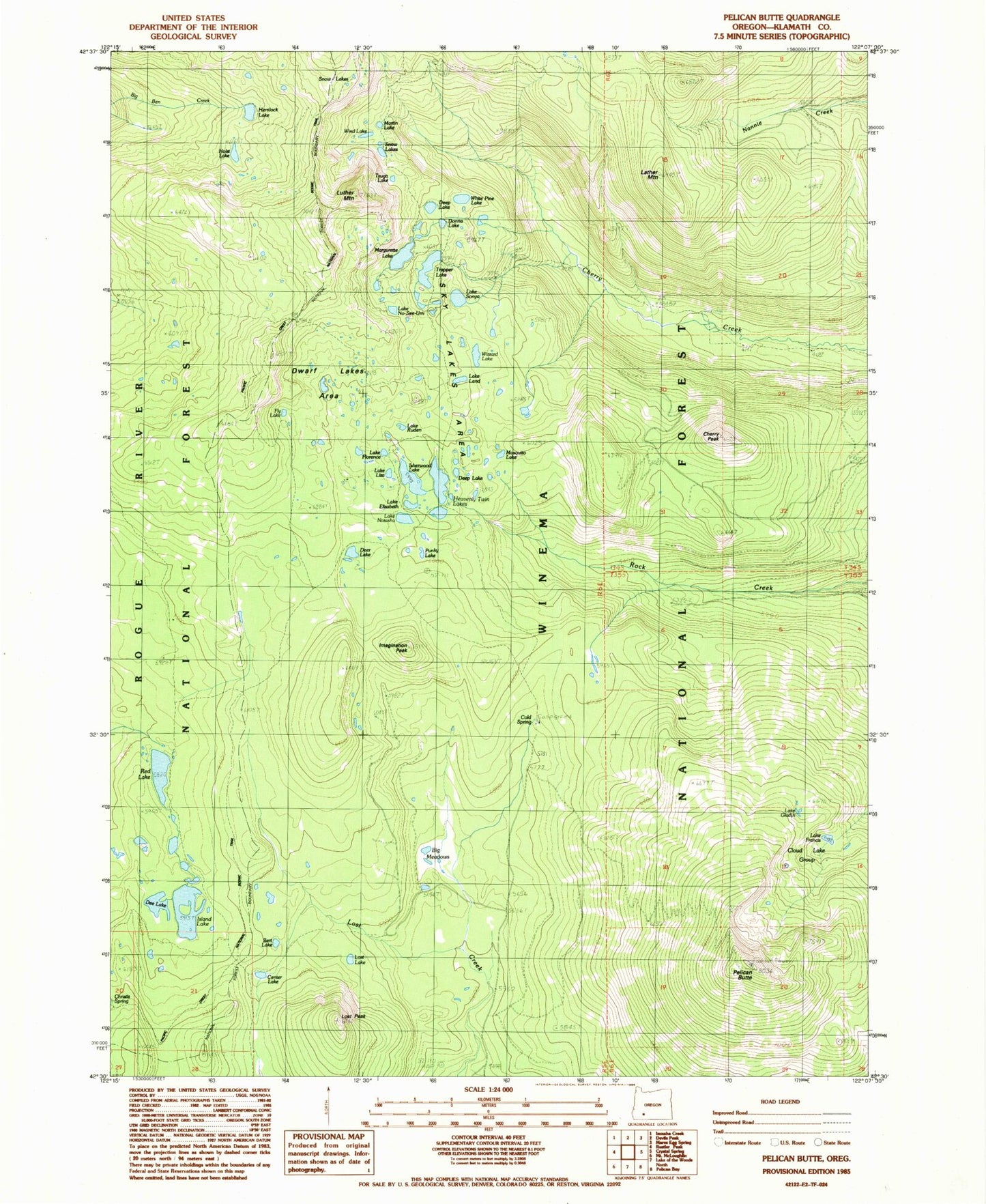 Classic USGS Pelican Butte Oregon 7.5'x7.5' Topo Map Image