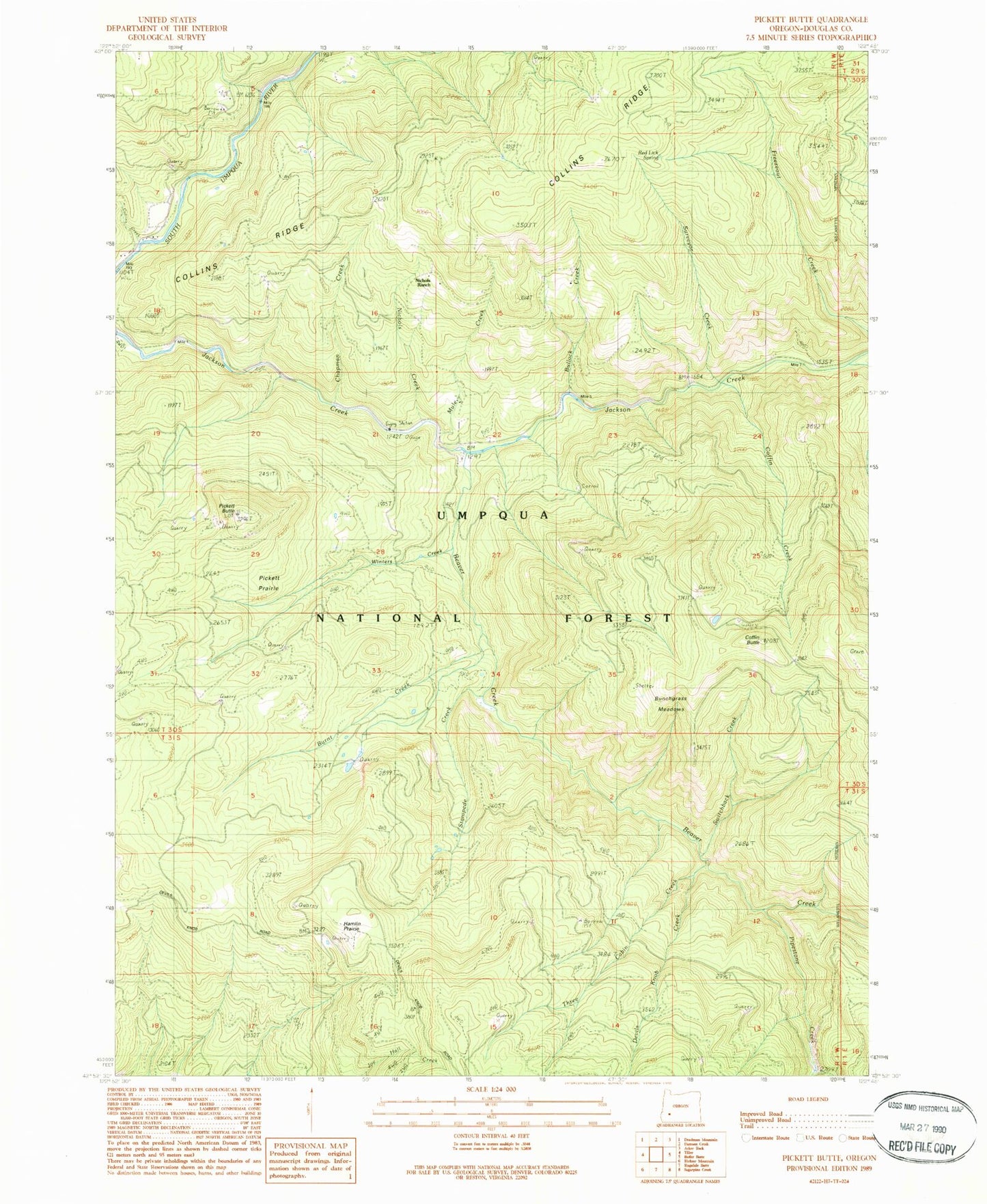 Classic USGS Pickett Butte Oregon 7.5'x7.5' Topo Map Image