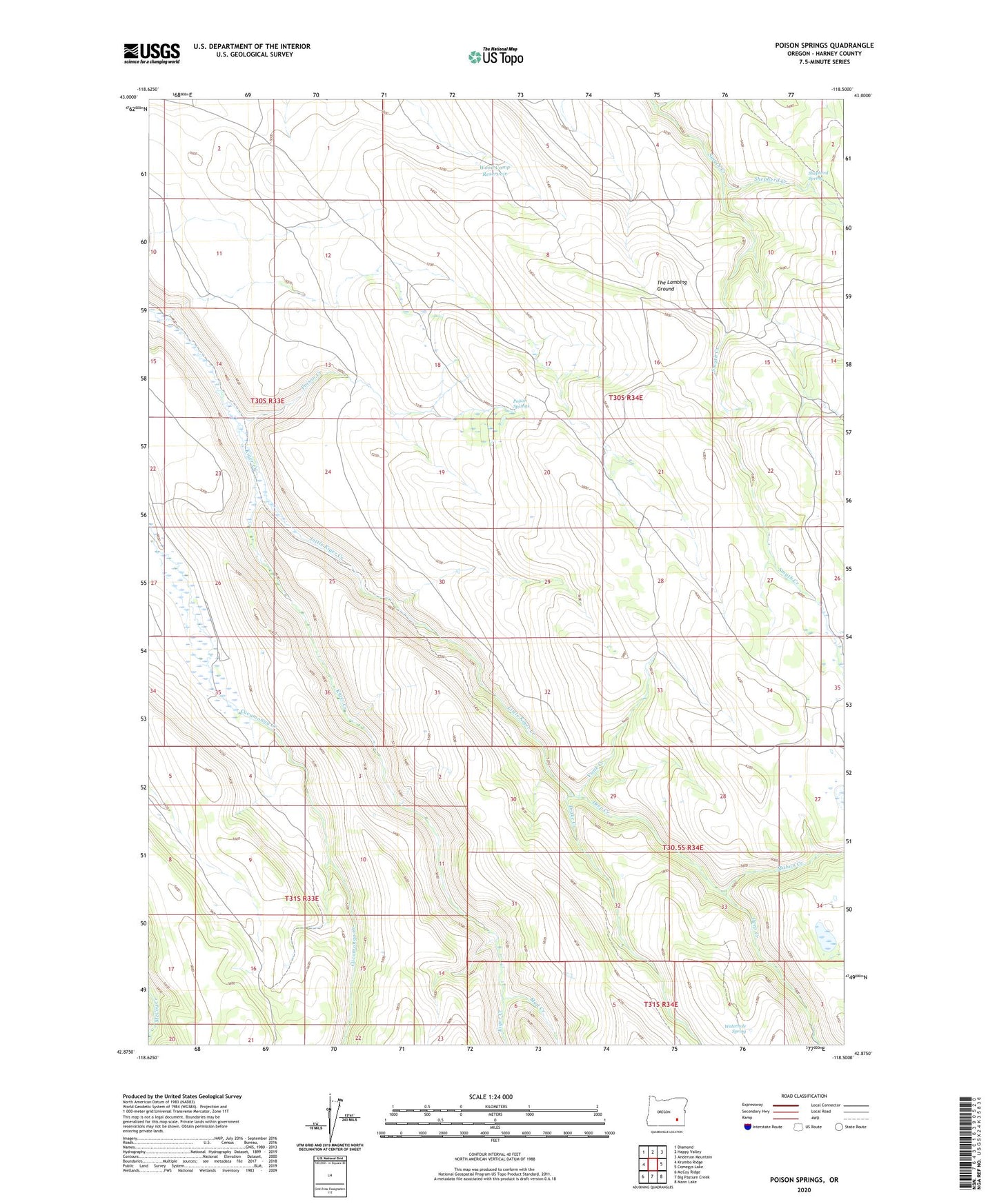 Poison Springs Oregon US Topo Map Image